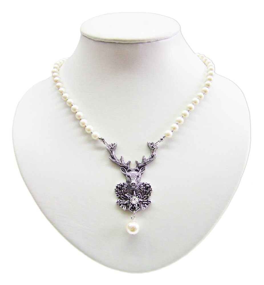 LUISIA® Perlenkette mit Hirsch Anhänger und Swarovski® Kristall - Dirndl (1 günstig online kaufen