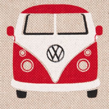 Stoff Dekostoff Lizenz VW Roadrunner Camper Busfront natur bunt 1,40m