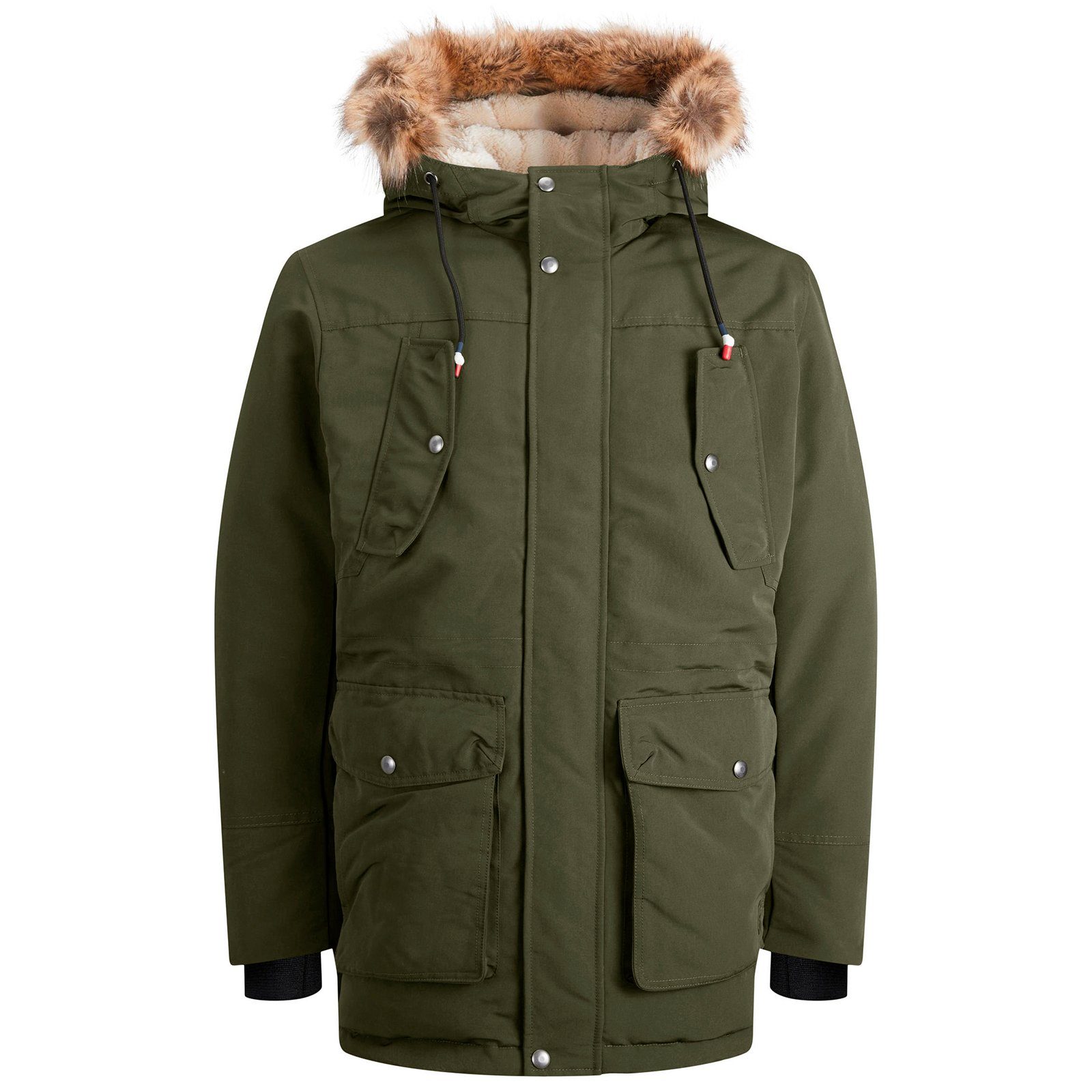 Jack & Jones Parka Große Größen Herren Parka warm gefüttert oliv Jack&Jones