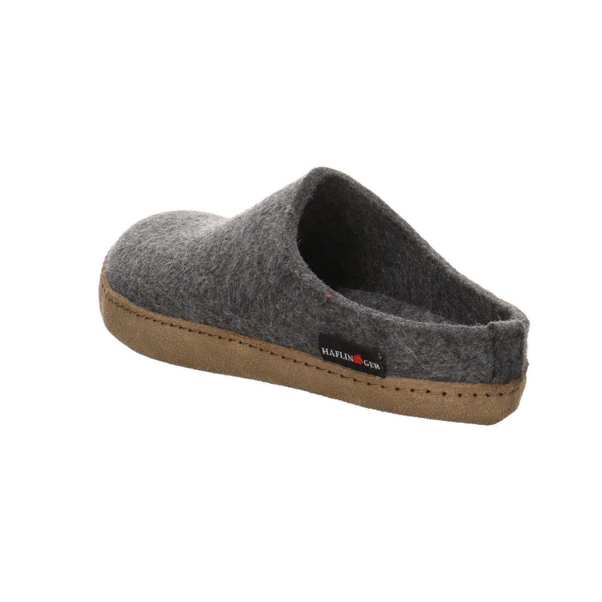 Haflinger Damen Hausschuhe Slipper Emils Hausschuh Textil dunkel Toffel Hausschuh grau