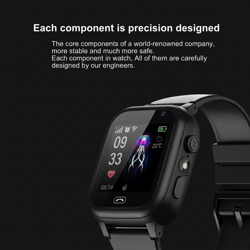 Athlix Kinder Smartwatch SOS GPS Videoanruf Kamera wasserdicht Smartwatch (3,66 cm), Sichere Hakenschnalle, Spritzwassergeschützt – Bild 4 von 4
