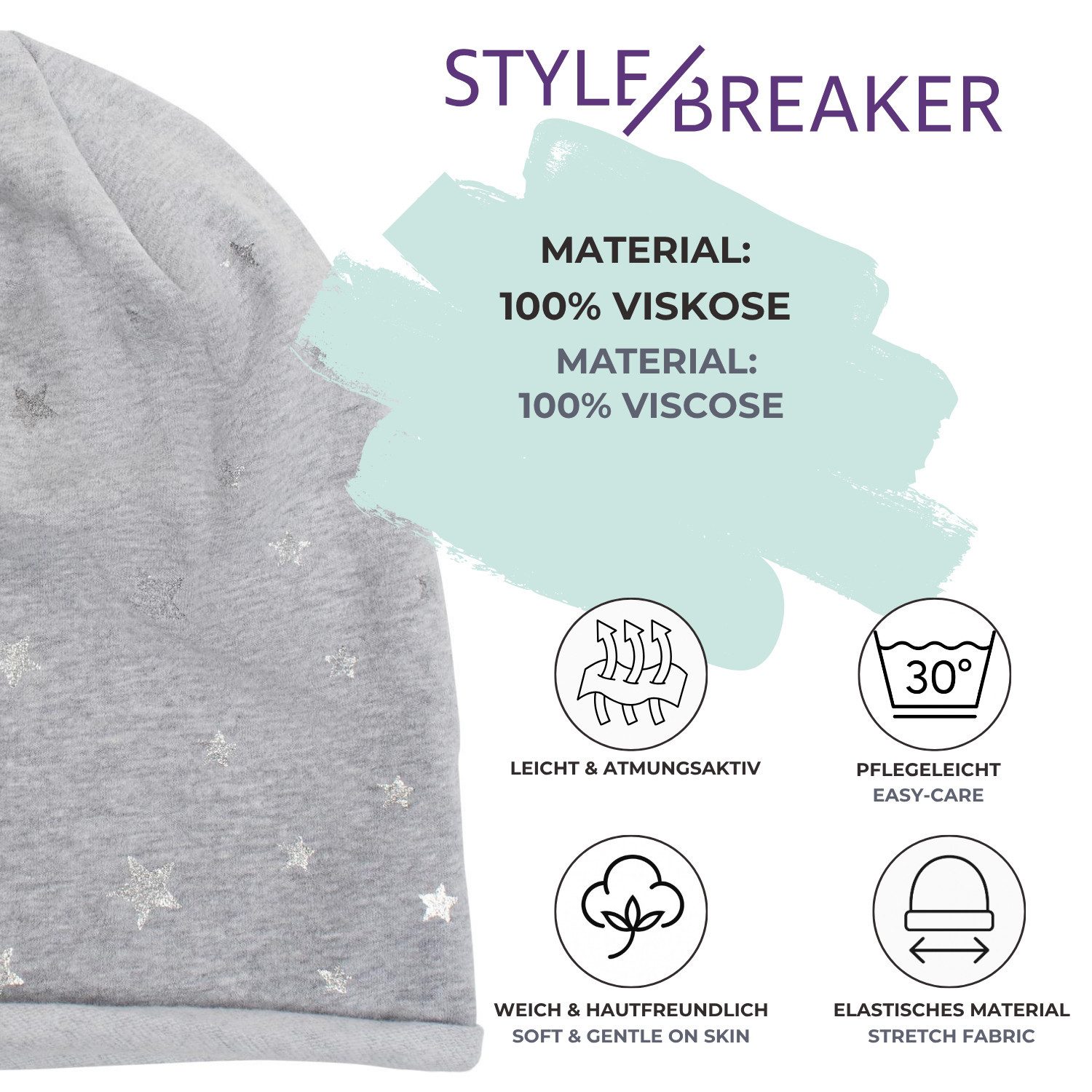styleBREAKER Beanie Beanie Mütze mit Metallic Sterne (1-St)
