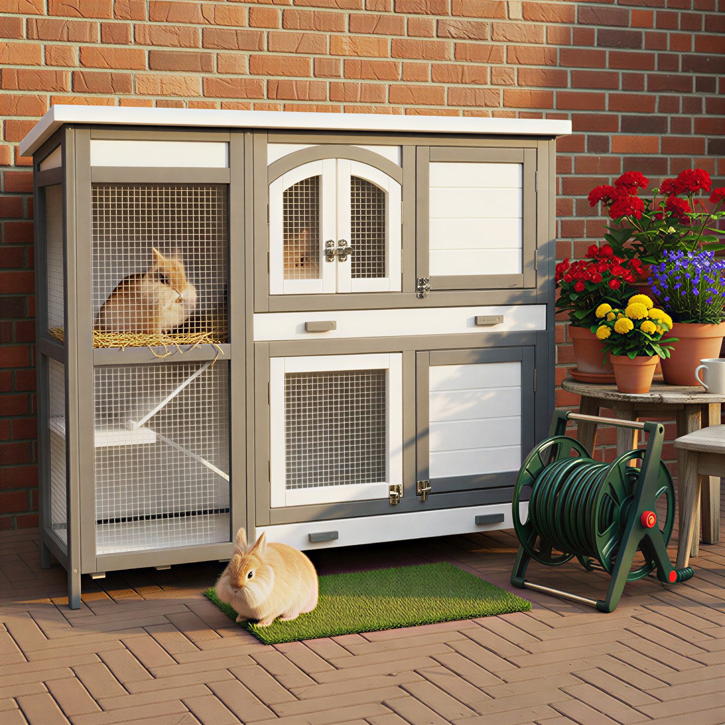 Zooprinz Kleintierstall Krümmel auf Holzfüßen 2 Etagen 122x104x48 cm (BxHxT günstig online kaufen