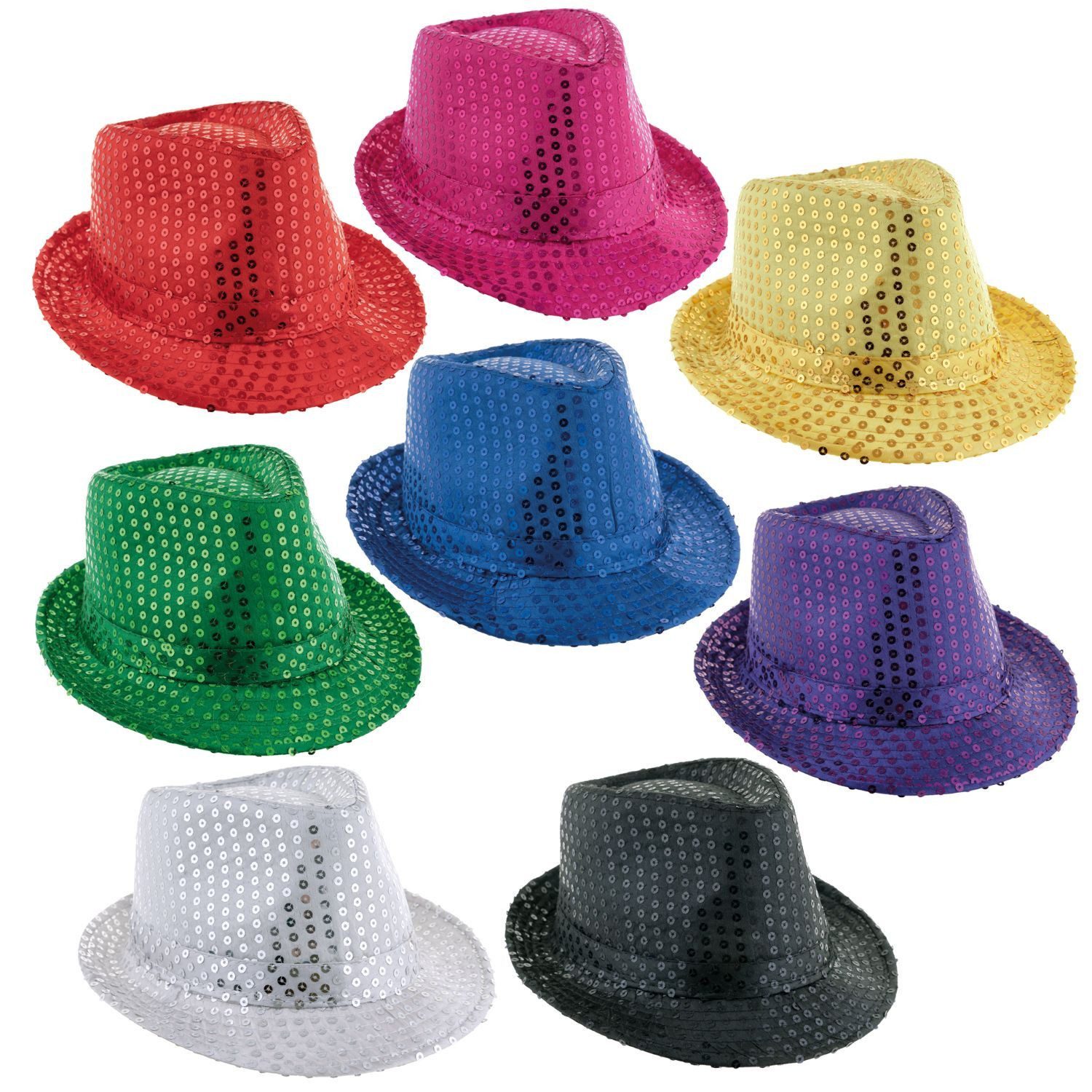 Funny Fashion Kostüm Popstar Hut mit Pailletten – Glitzer Partyhut