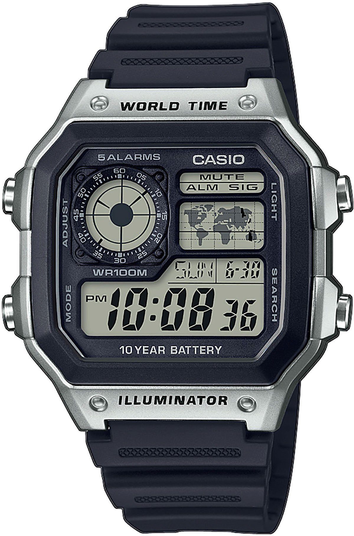 Casio Collection Chronograph AE-1200WH-1CVEF, Quarzuhr, Armbanduhr, Herrenuhr, digital, Stoppfunktion
