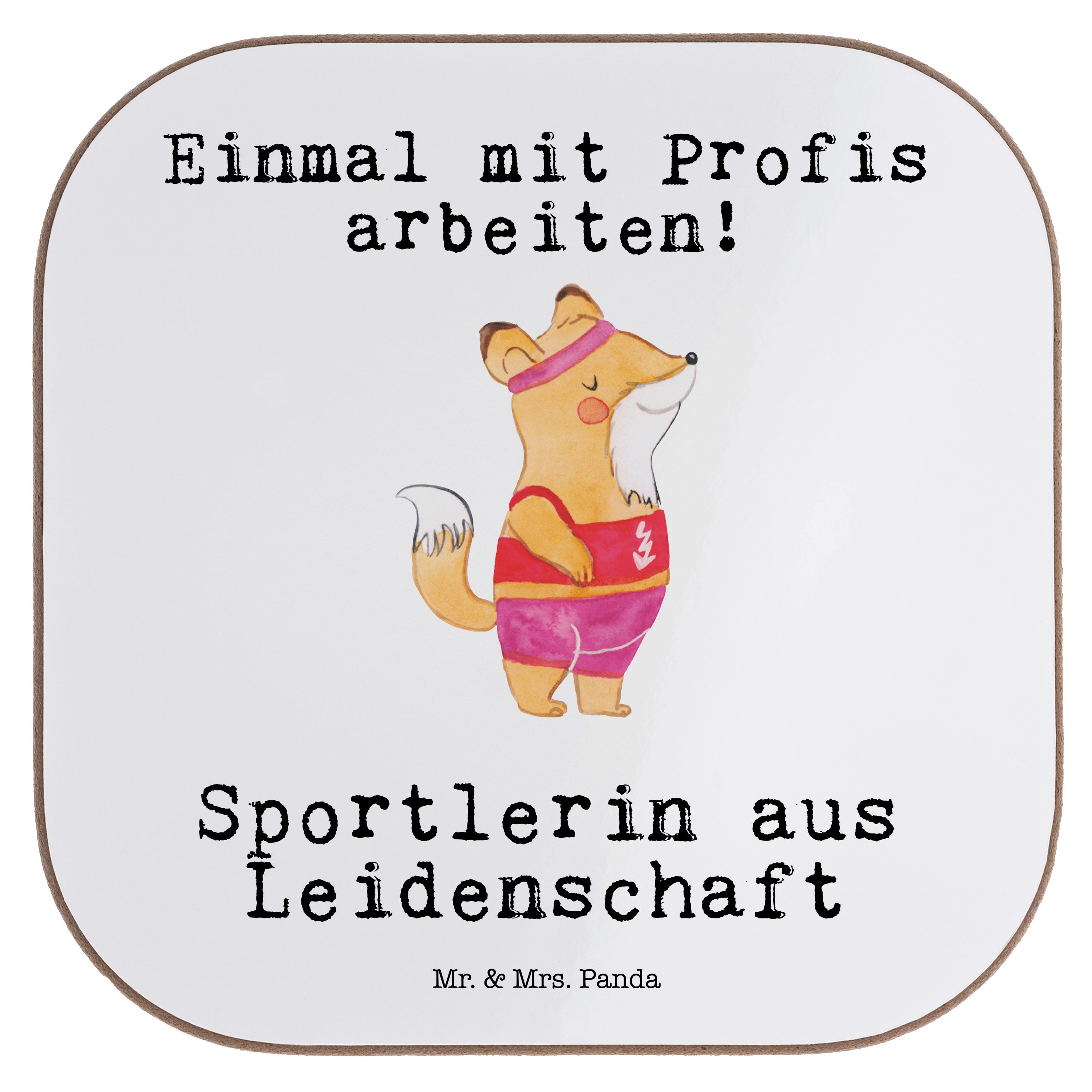 Mr. & Mrs. Panda Getränkeuntersetzer Sportlerin aus Leidenschaft - Weiß - Geschenk, Untersetzer Gläser, Fi, 1-tlg.