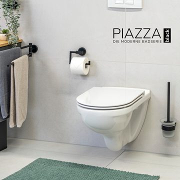 bremermann Toilettenpapierhalter Bad-Serie PIAZZA BLACK - schwarz inkl. Klebeset, ohne Bohren