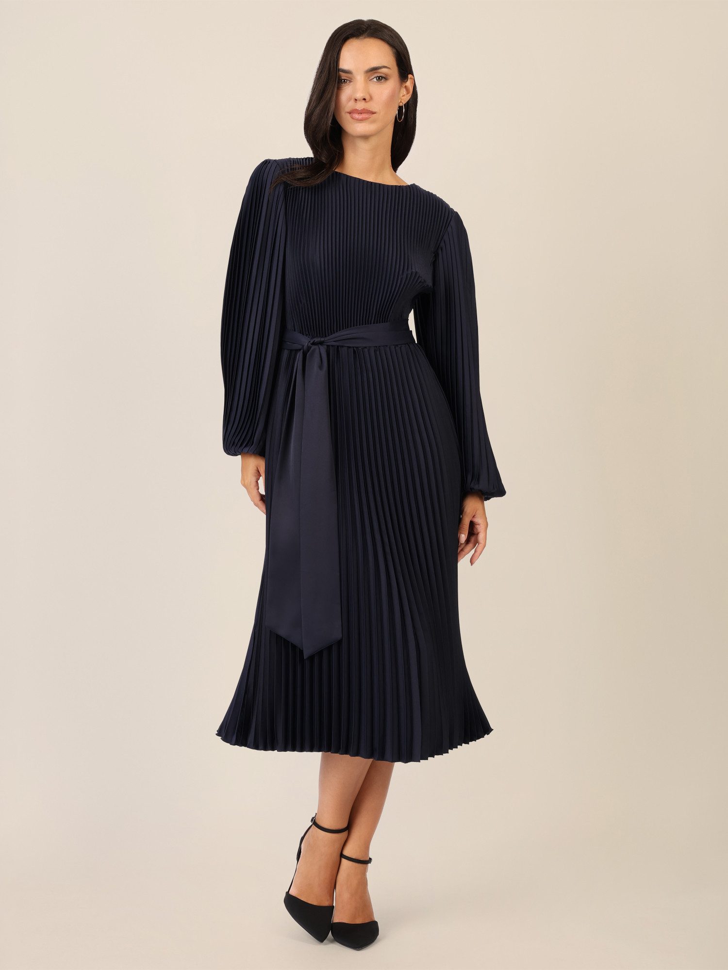 Apart Midikleid mit separatem, breitem Bindegürtel günstig online kaufen