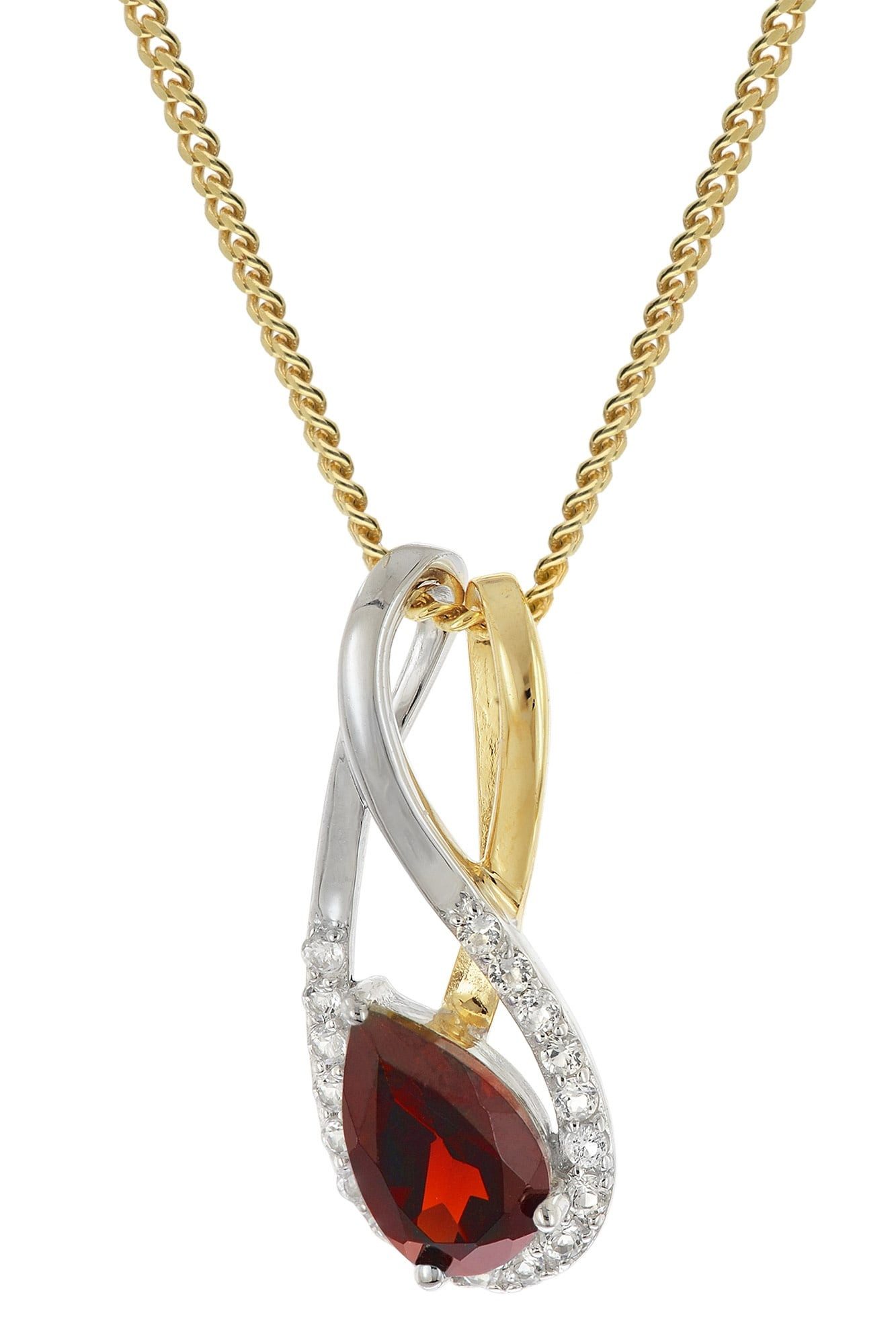 trendor Panzerkette Gold-Anhänger 333/8K mit Granat/Topas an vergoldeter Si günstig online kaufen