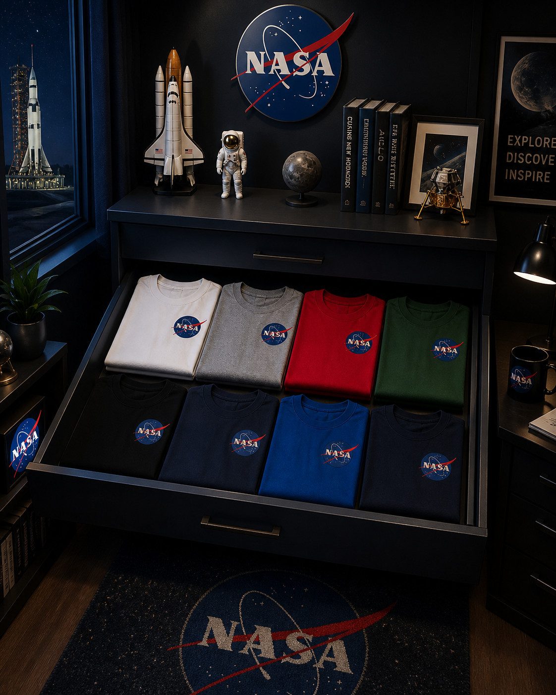 Blondie & Brownie T-Shirt Nasa T-Shirt Herren Astronaut Space Weltall Mond patch Kurzarm tee NASA Heritage Apollo Mission Patch Shirt