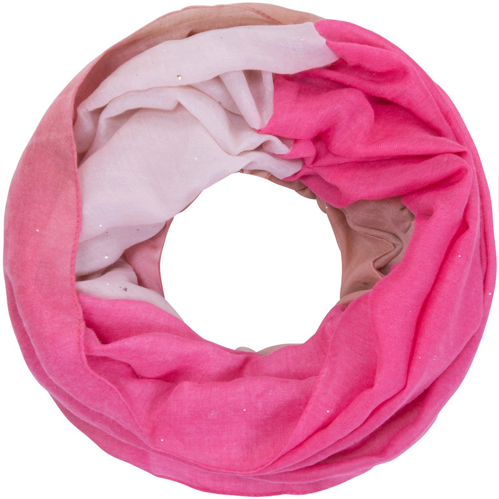 Faera Loop, Damen Schal mit weich Glitzer Farbverlauf Rundschal leicht mit dezentem Loopschal pink und