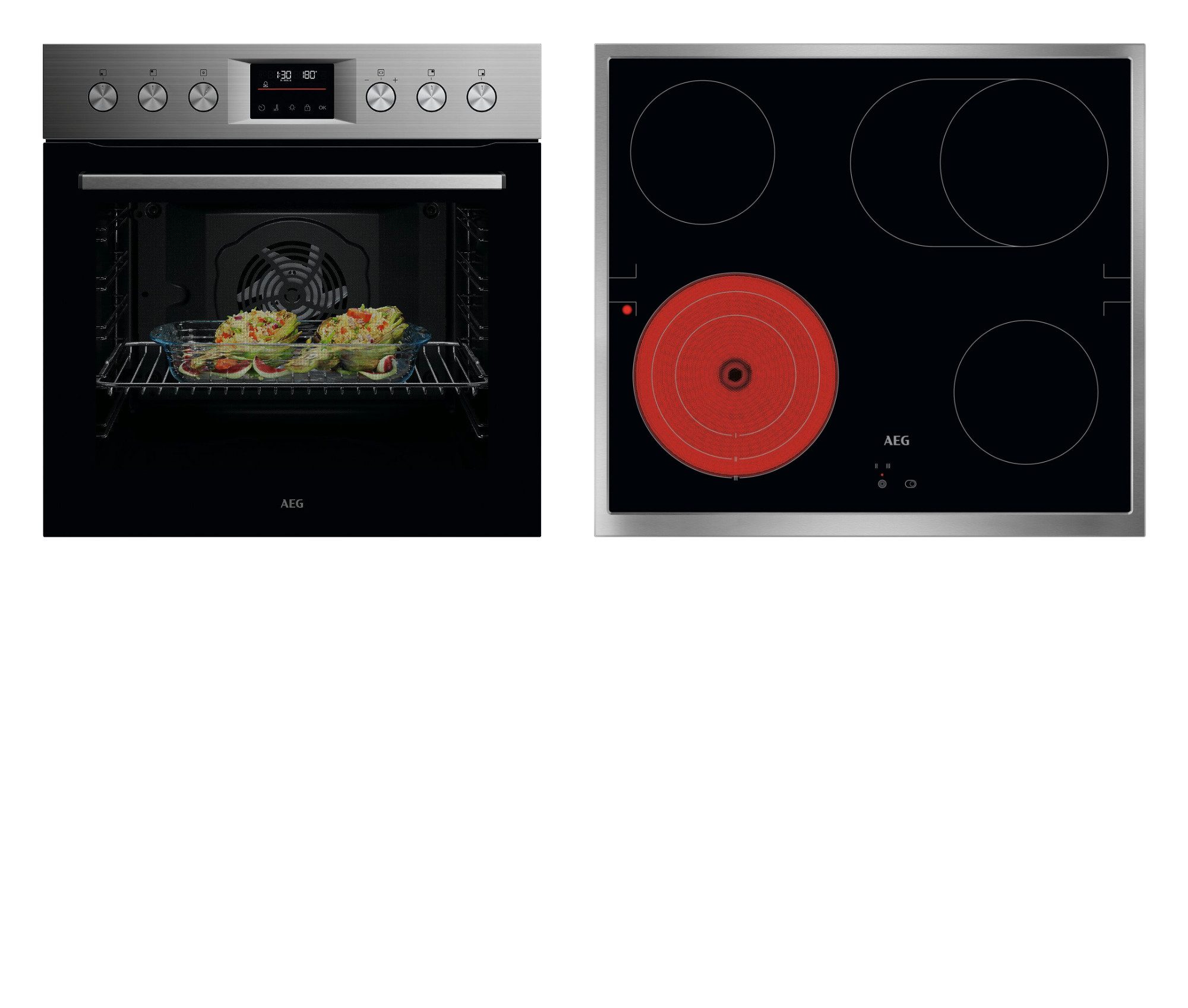 AEG Elektro-Herd-Set Serie 5000 HH25HSPM, Pyrolyse-Selbstreinigung, Gleichmäßiges Garen auf 3 Ebenen, Pyrolyse, LED-Touch, Bräterzone