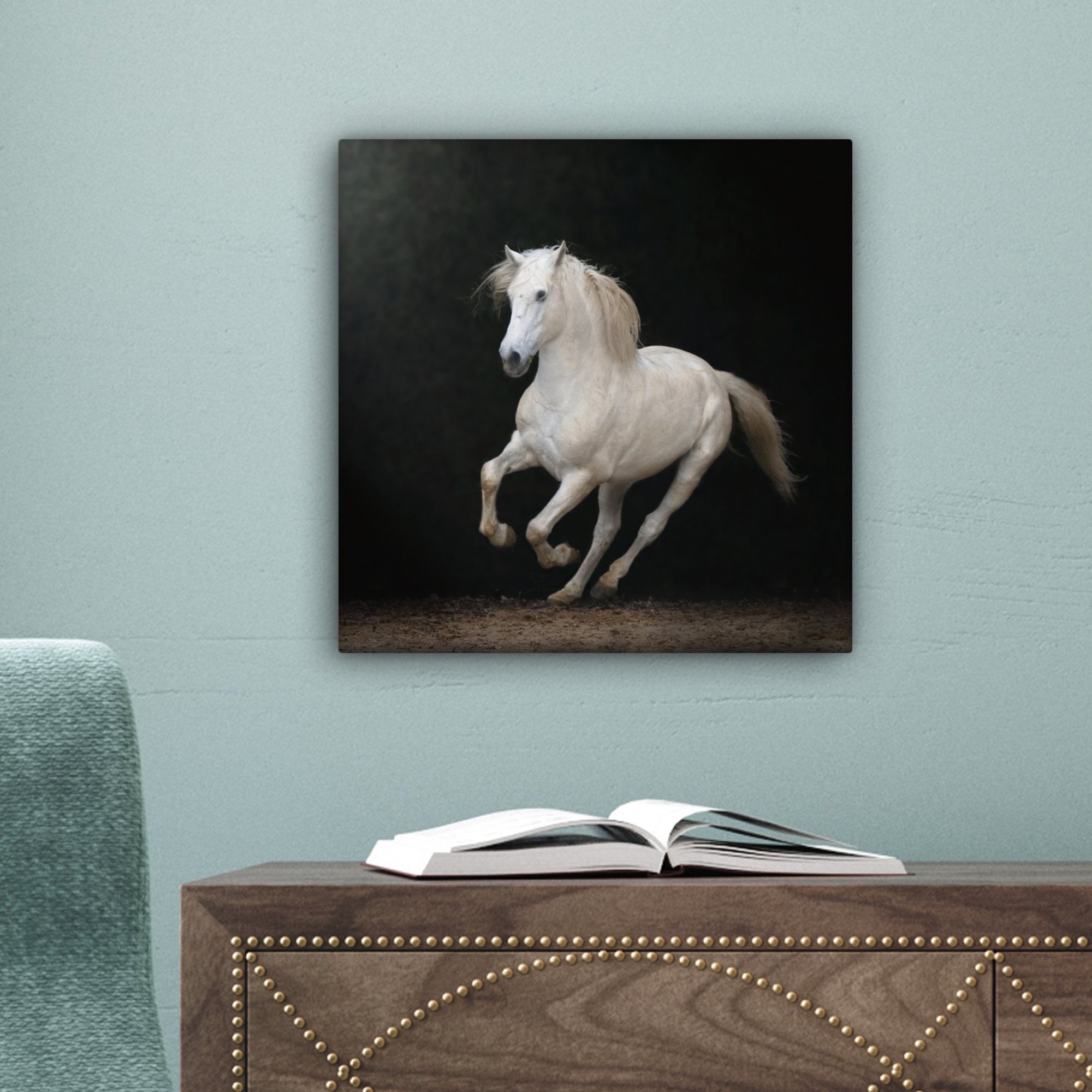 Bilder St), Pferde cm für Schlafzimmer, 20x20 OneMillionCanvasses® Leinwandbild Wohnzimmer Leinwand (1 - Schwarz - Porträt,