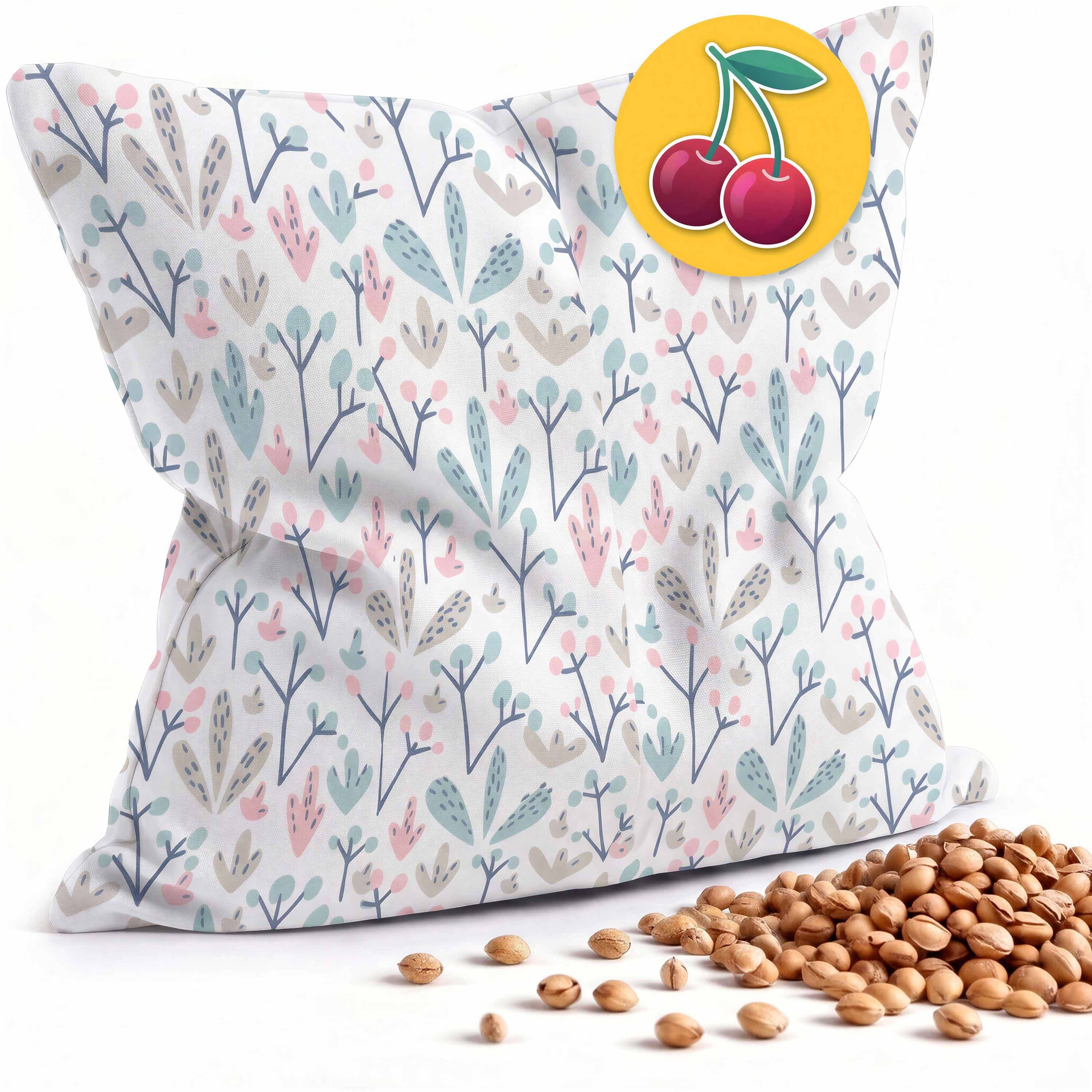 Amilian Kirschkernkissen Nacken Schulter - Kirschkernkissen Mikrowelle 22x22cm - Körnerkissen, Füllung: 100% Kirschkerne - Bezug: 100% Baumwolle, Wärmekissen, Wärmekompresse, Kältekissen