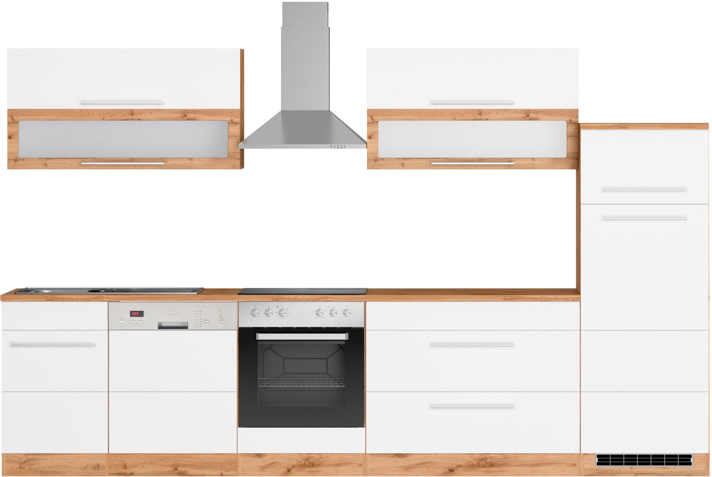 KOCHSTATION Küchenzeile KS-Wien, Breite 330 cm, wahlweise mit E-Geräten