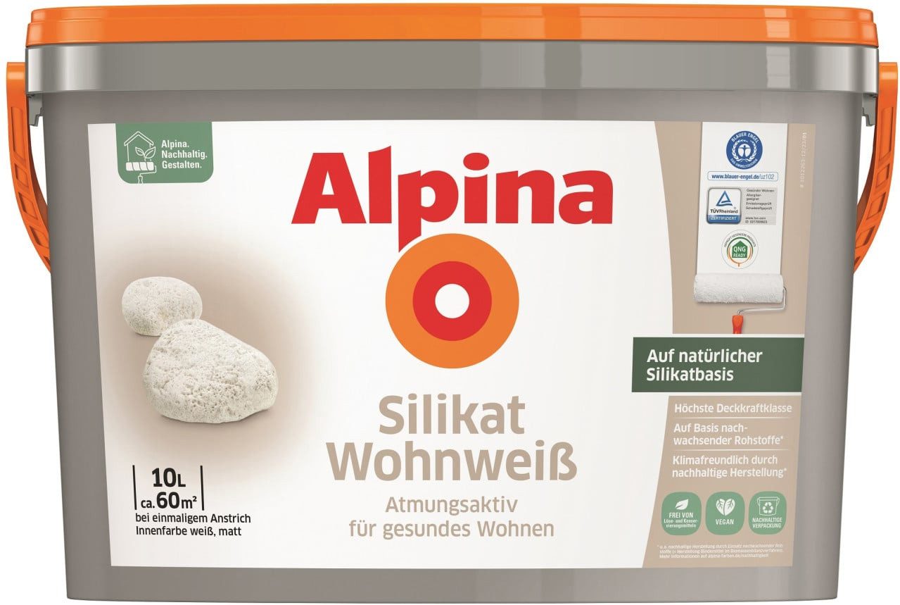 Alpina Wandfarbe Alpina Silikat Wohnweiß Wandfarbe 10 L