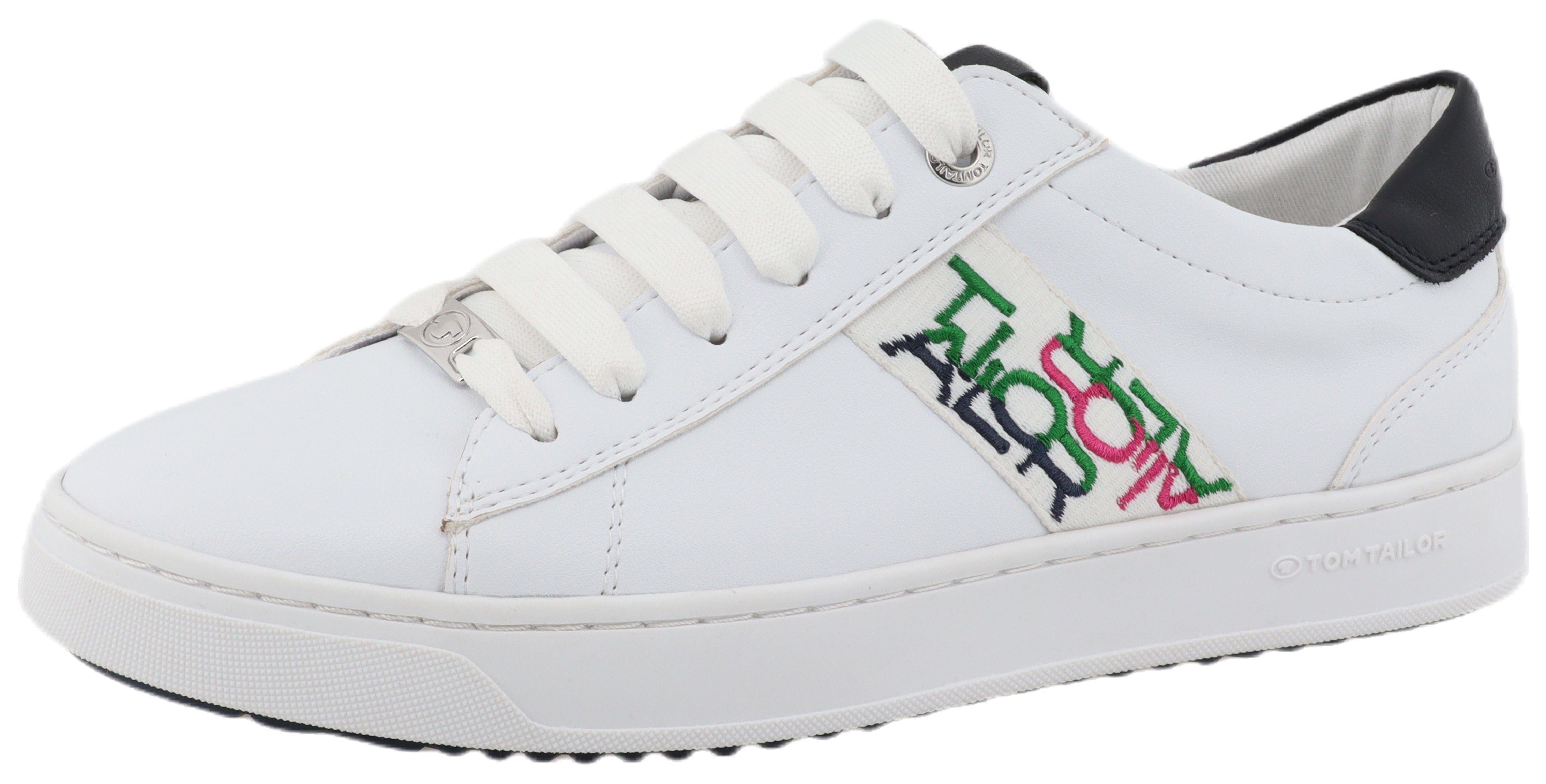 TOM TAILOR Ellen Plateausneaker mit farbiger Logostickerei, Freizeitschuh, Halbschuh, Schnürschuh