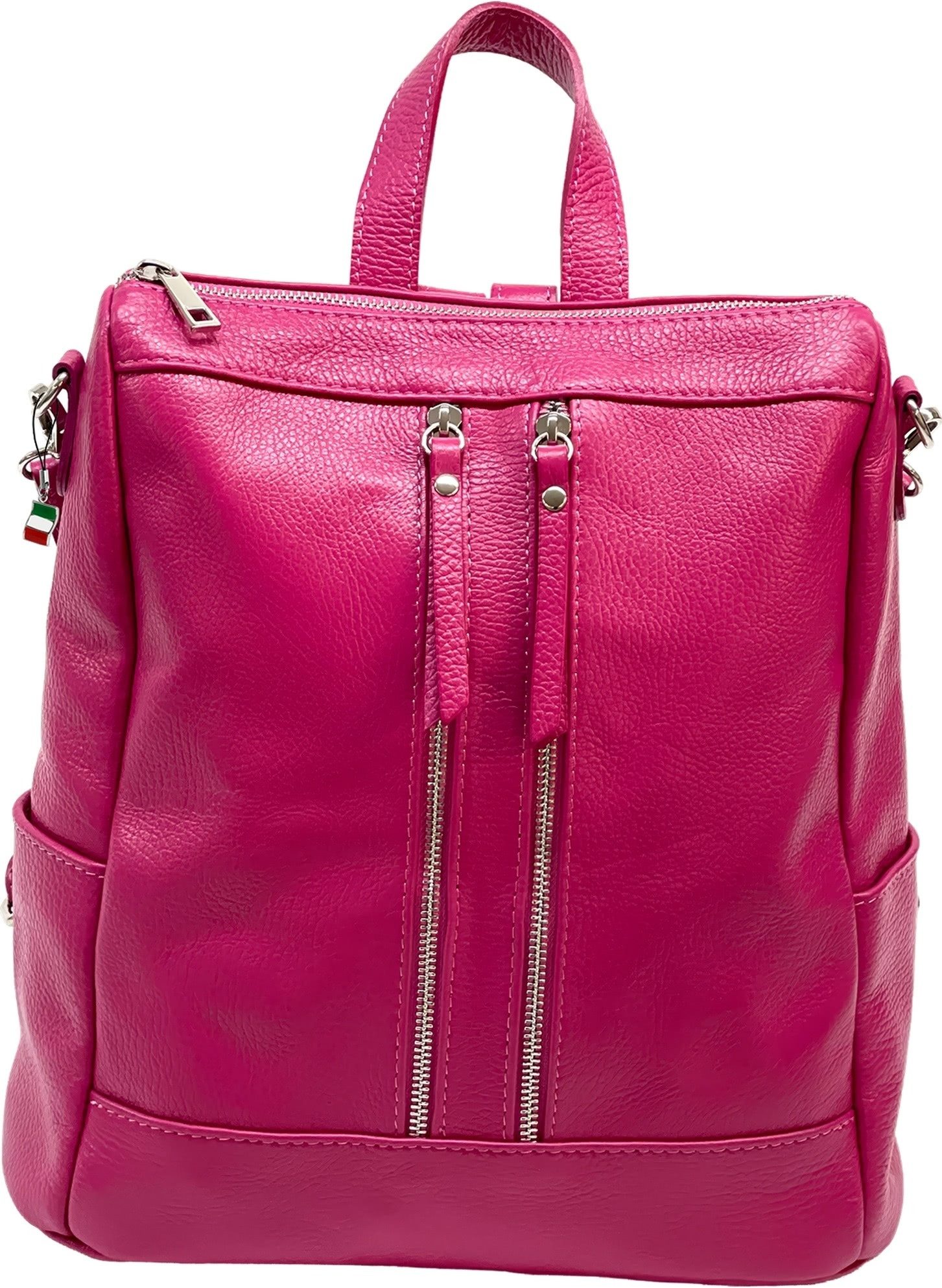 FLORENCE Cityrucksack Florence Rucksack Damen Echtleder, Damen Leder Cityrucksack, fuchsia, pink ca. 30cm