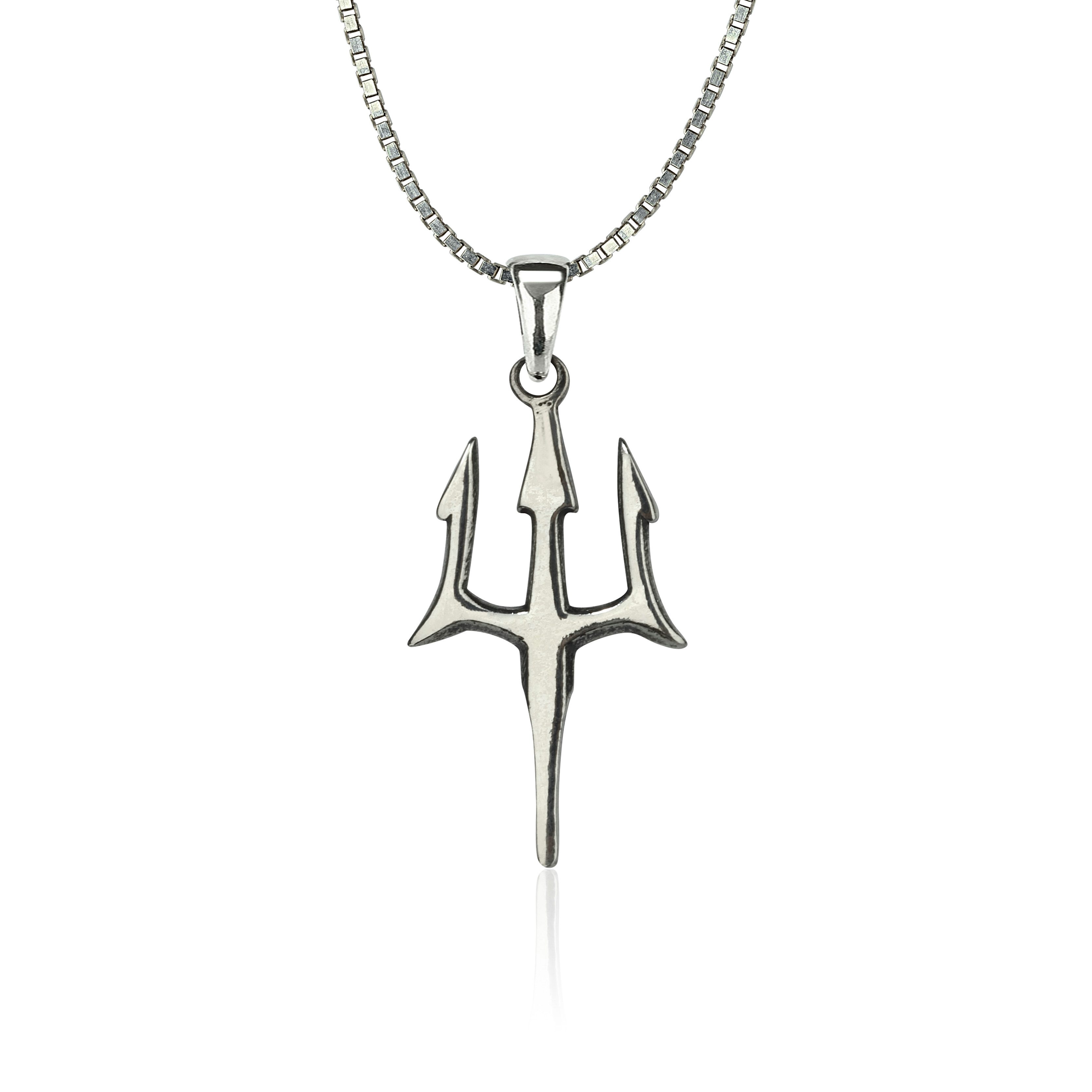 NAHLE Kette mit Anhänger Poseidon Silber Halskette Dreizack Kette Neptun Aq günstig online kaufen