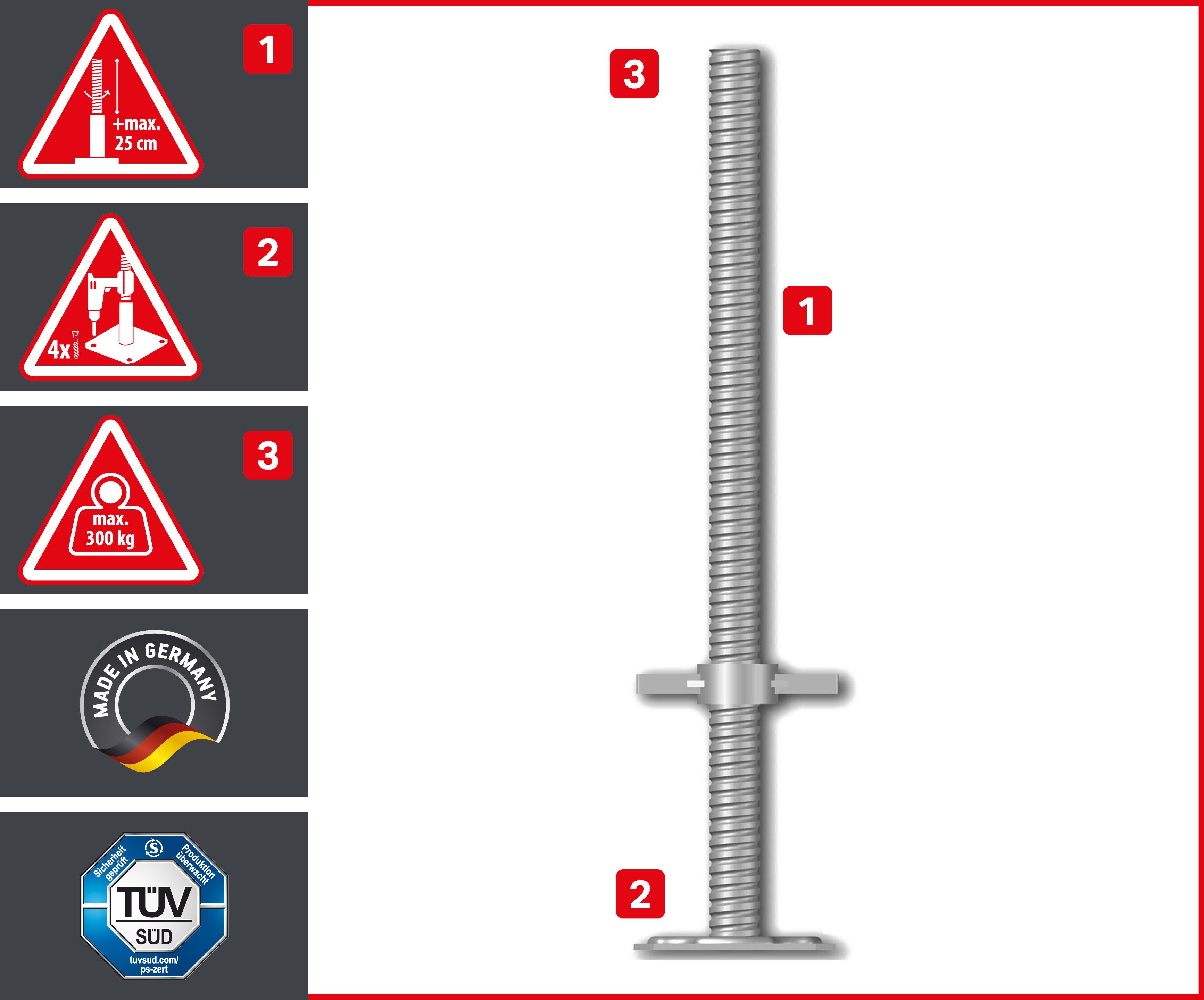 ALTEC Aluminium Fahrgerüst Rollfix 2.0 mit Fußplatten & Wandanker, Made in Germany, TÜV geprüft, maximale Arbeitshöhe 10 Meter