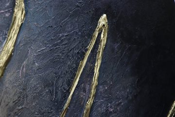 YS-Art Gemälde Zwischen den Sternen, Leinwand Bild Handgemalt Abstrakt Gold Quadratisch mit Rahmen