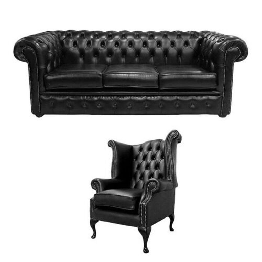 JVmoebel Chesterfield-Sofa, Chesterfield Couch Polster Klassischer Leder Schaffhau 3 Sitzer