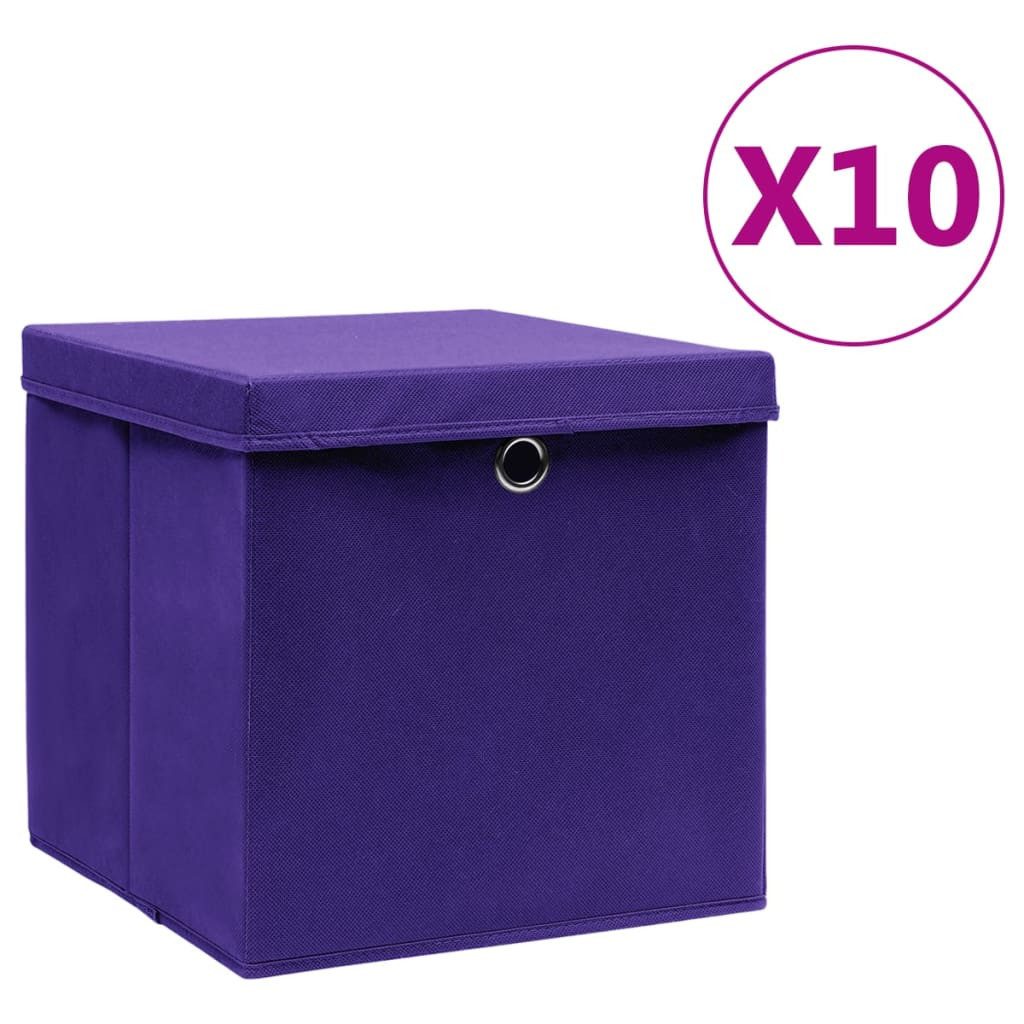 vidaXL Aufbewahrungsbox Ящики для хранения mit Deckeln 10 Stk 28x28x28 cm Lila