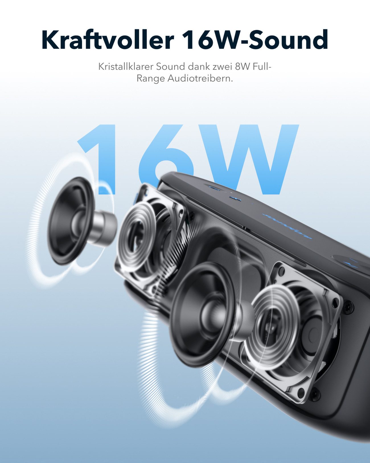 SoundCore Select 3 Lautsprecher (BassUp-Technologie, IPX7-Wasserfestigkeit)