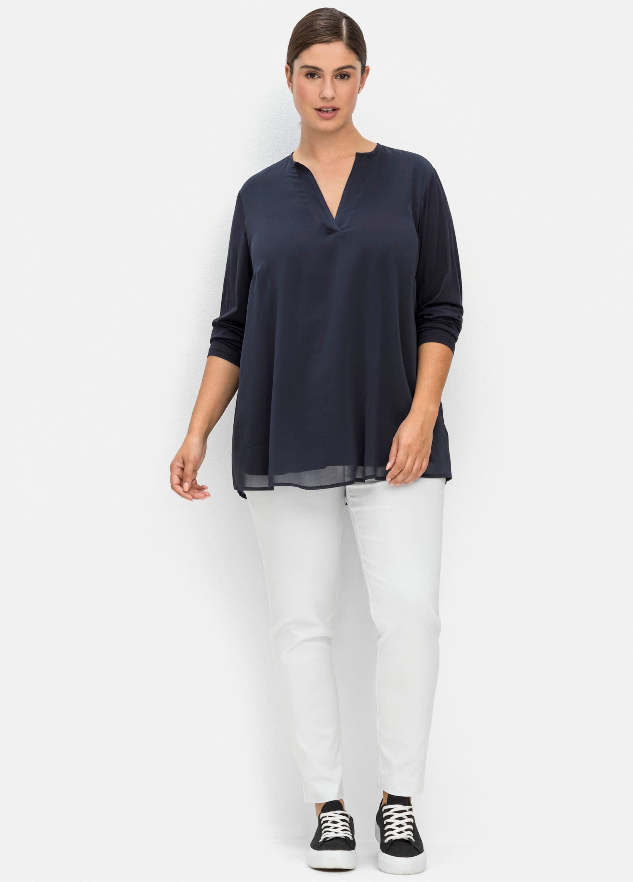 Sheego Klassische Bluse Tunika Langarm günstig online kaufen