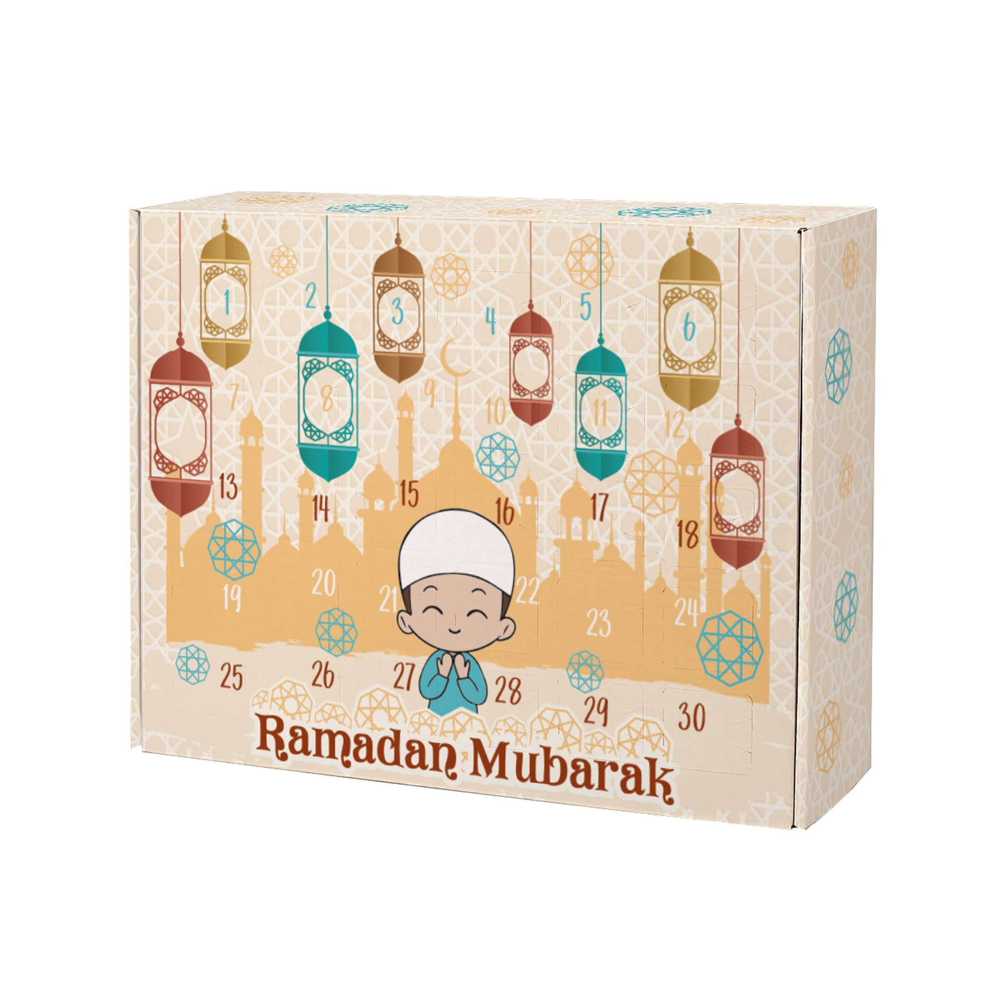 Herz & Heim Kalender zum Selbstbasteln zu Ramadan - DIY Ramadankalender zum Befüllen, mit 30 Fächern, viele Motive