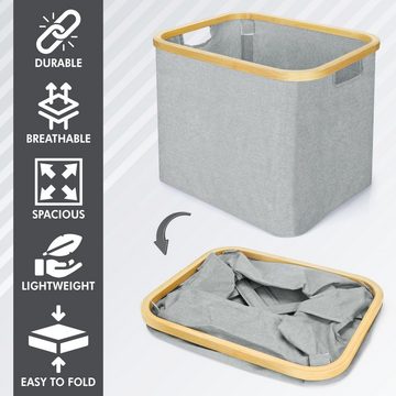 Belle Vous Dekoobjekt Belle Vous faltbarer Wäschekorb mit Bambusrahmen - Aufbewahrungsbox