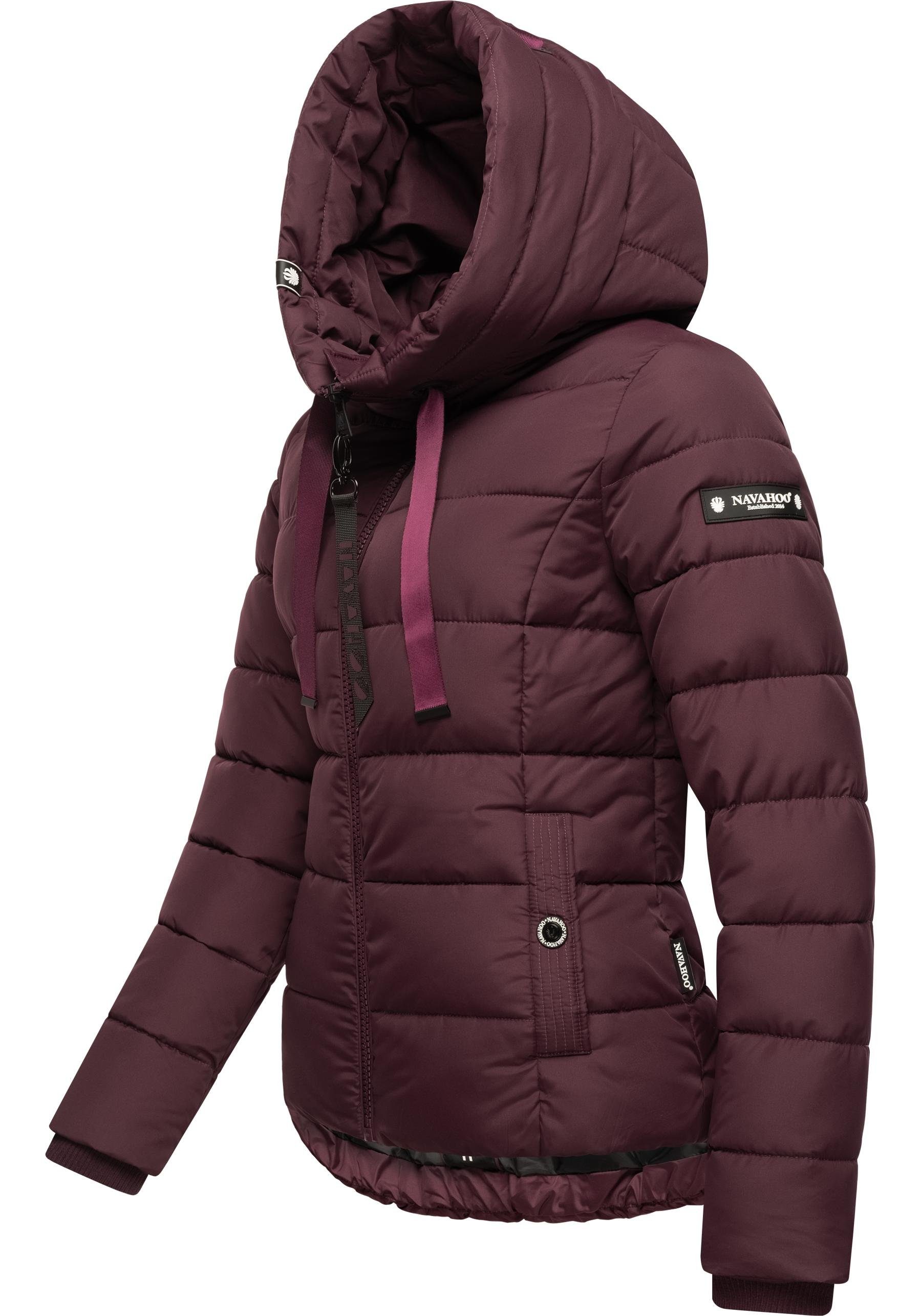 Navahoo Steppjacke Applikationen mit stylische Winterjacke Amayaa Damen weinrot coolen