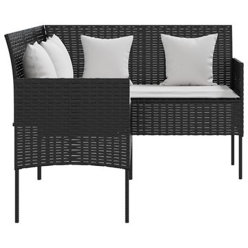 vidaXL Gartenlounge-Set 5-tlg. Sofagarnitur in L-Form mit Kissen Poly Rattan Schwarz, (5-tlg)