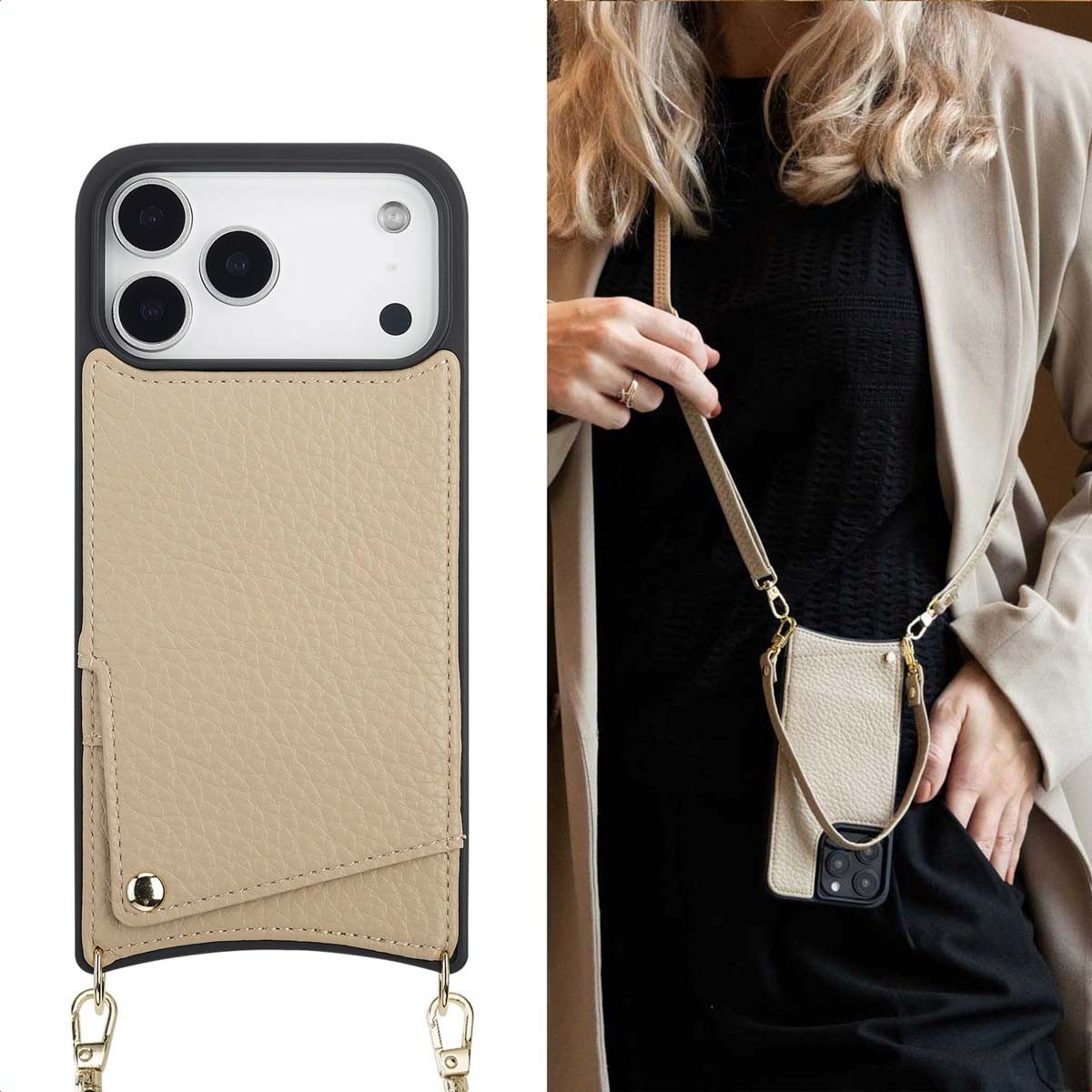 Selencia Case zum Umhängen Selencia Nova HandyHülle mit Kordel und Kartenhalter Apple iPhone 17 P