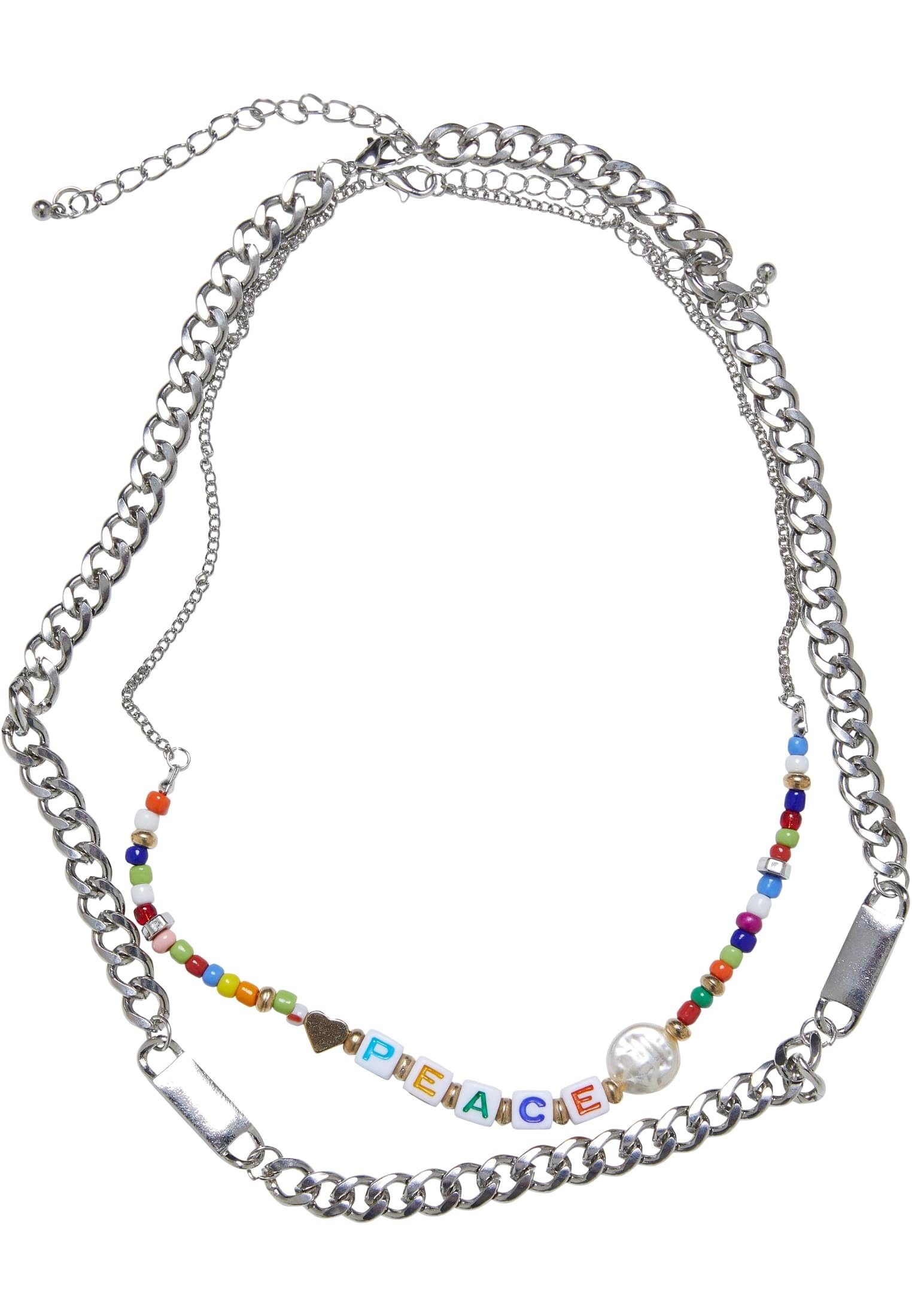 URBAN CLASSICS Necklace 2-Pack Bead Accessoires Layering Peace Edelstahlkette