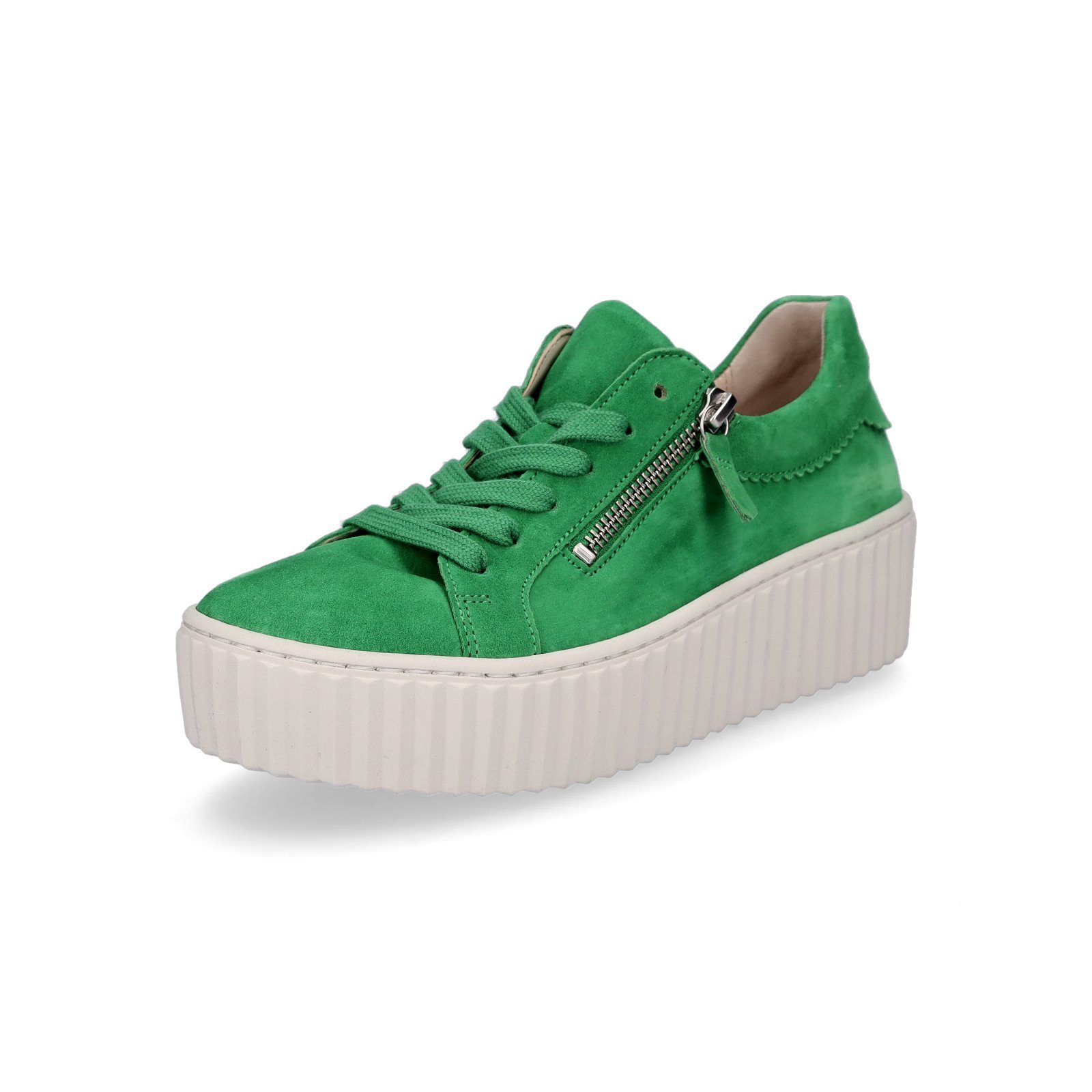 Gabor Gabor Damen Plateau Sneaker grün Sneaker, Schnürung & Reißverschluss,  sommerliche Farbgestaltung, Obermaterial Rauleder