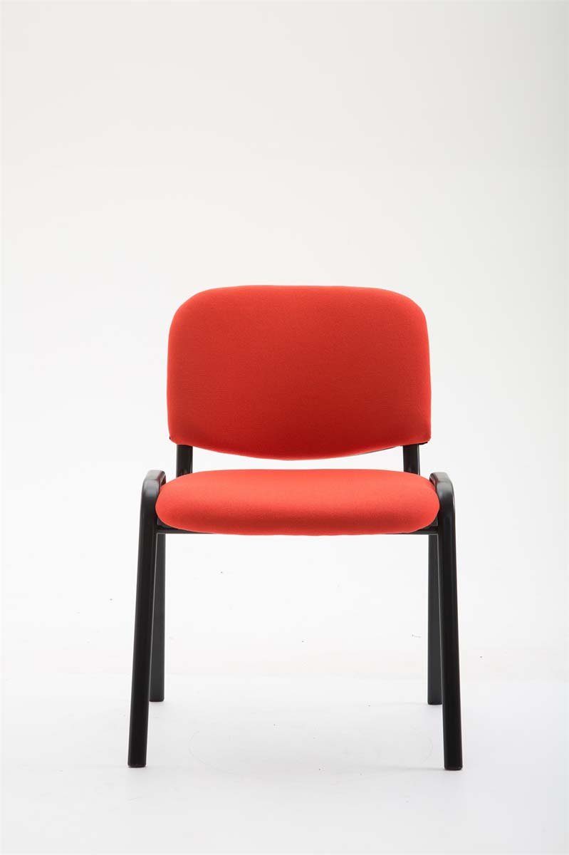TPFLiving Besucherstuhl Keen - Messestuhl), - - Konferenzstuhl mit (Besprechungsstuhl Sitzfläche: Stoff hochwertiger Gestell: Polsterung schwarz Warteraumstuhl - Metall rot