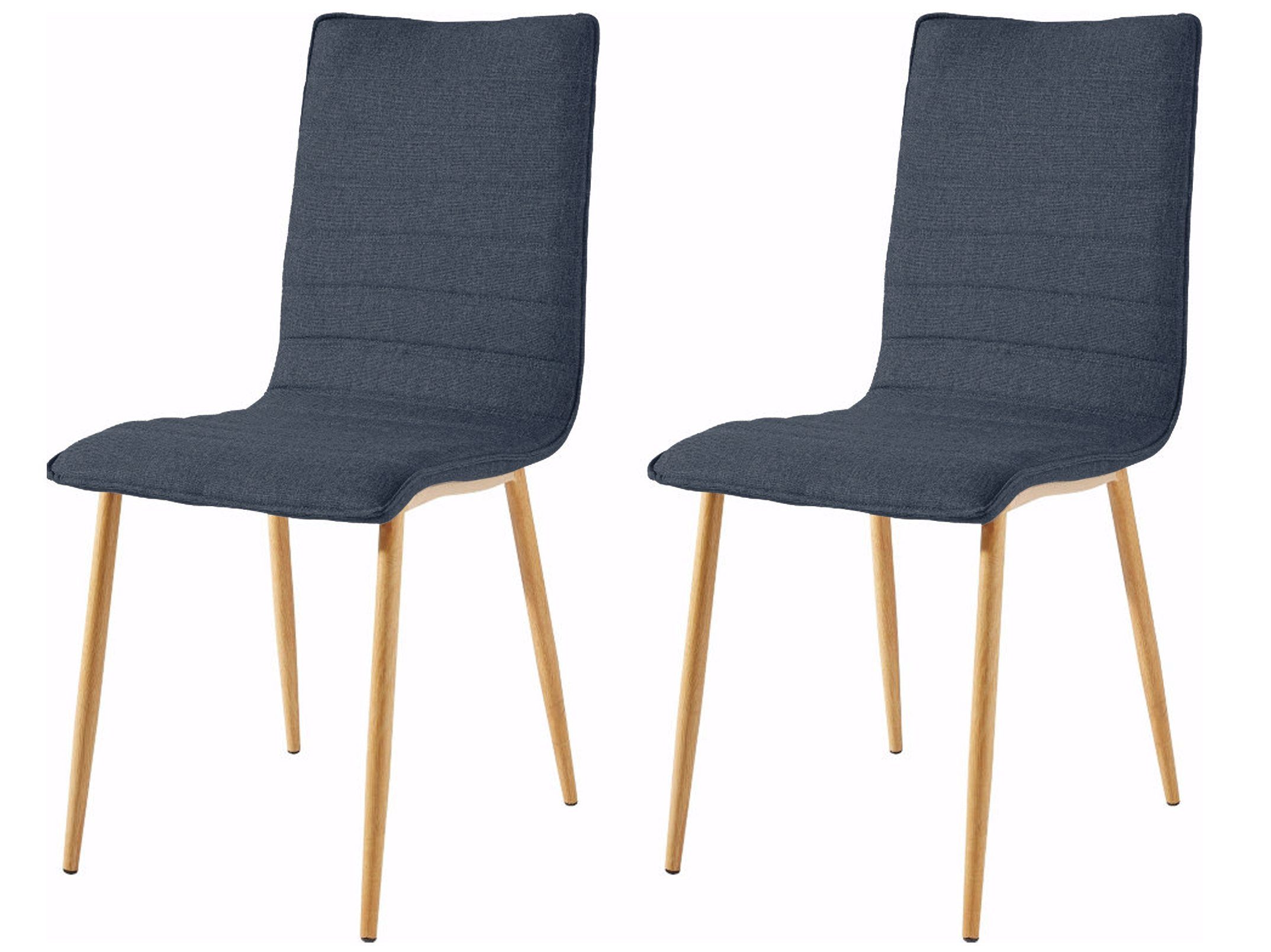 loft24 Esszimmerstuhl Porter (2er-Set), mit Metallbeinen in Holzoptik