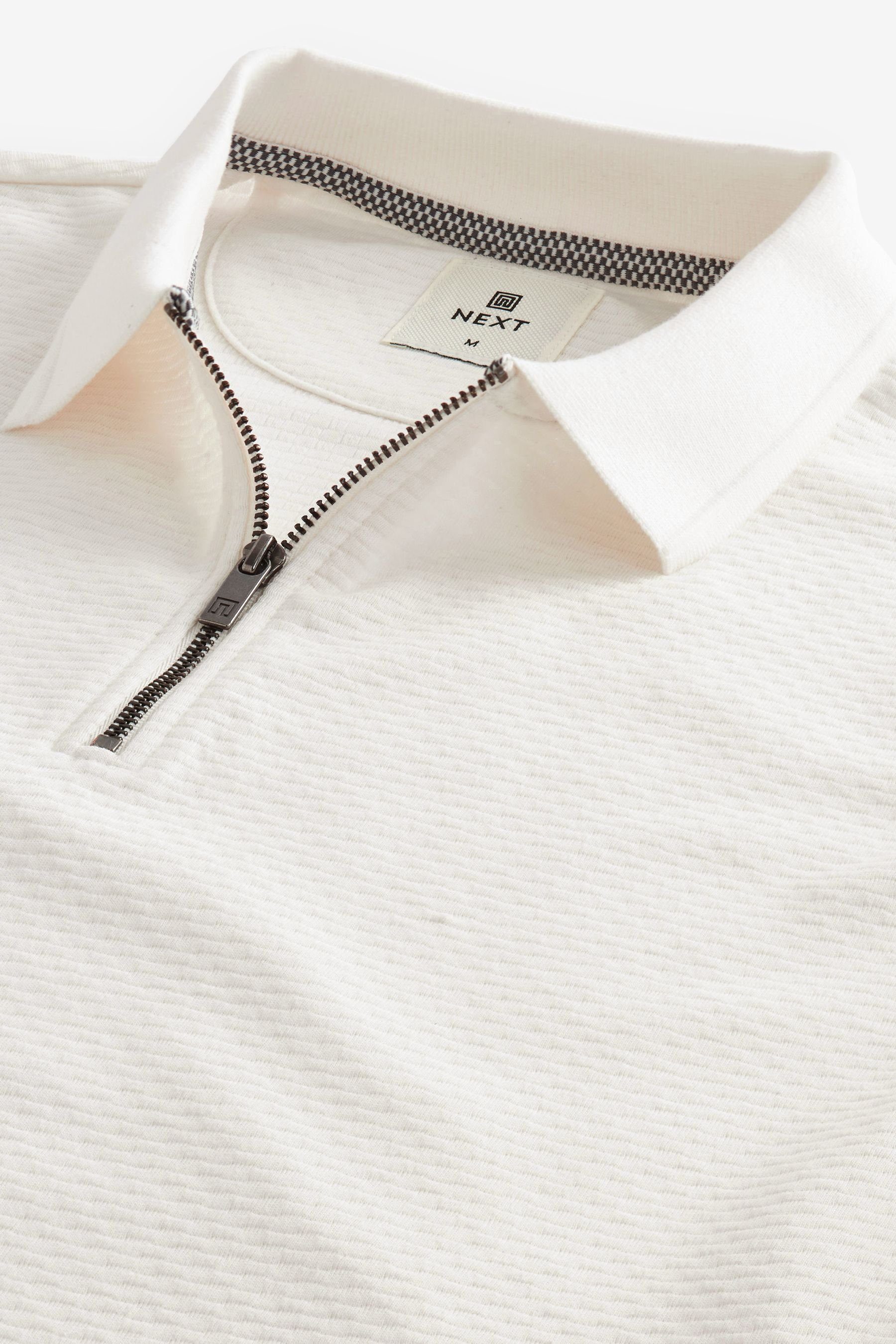 Poloshirt Polo-Shirt Strukturiertes White (1-tlg) Next