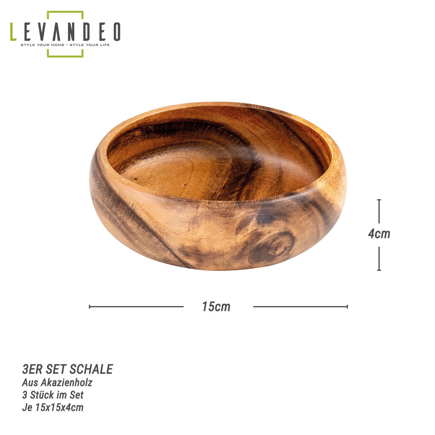 Levandeo® Dekoteller, 3er Set Snackschale Holz günstig online kaufen