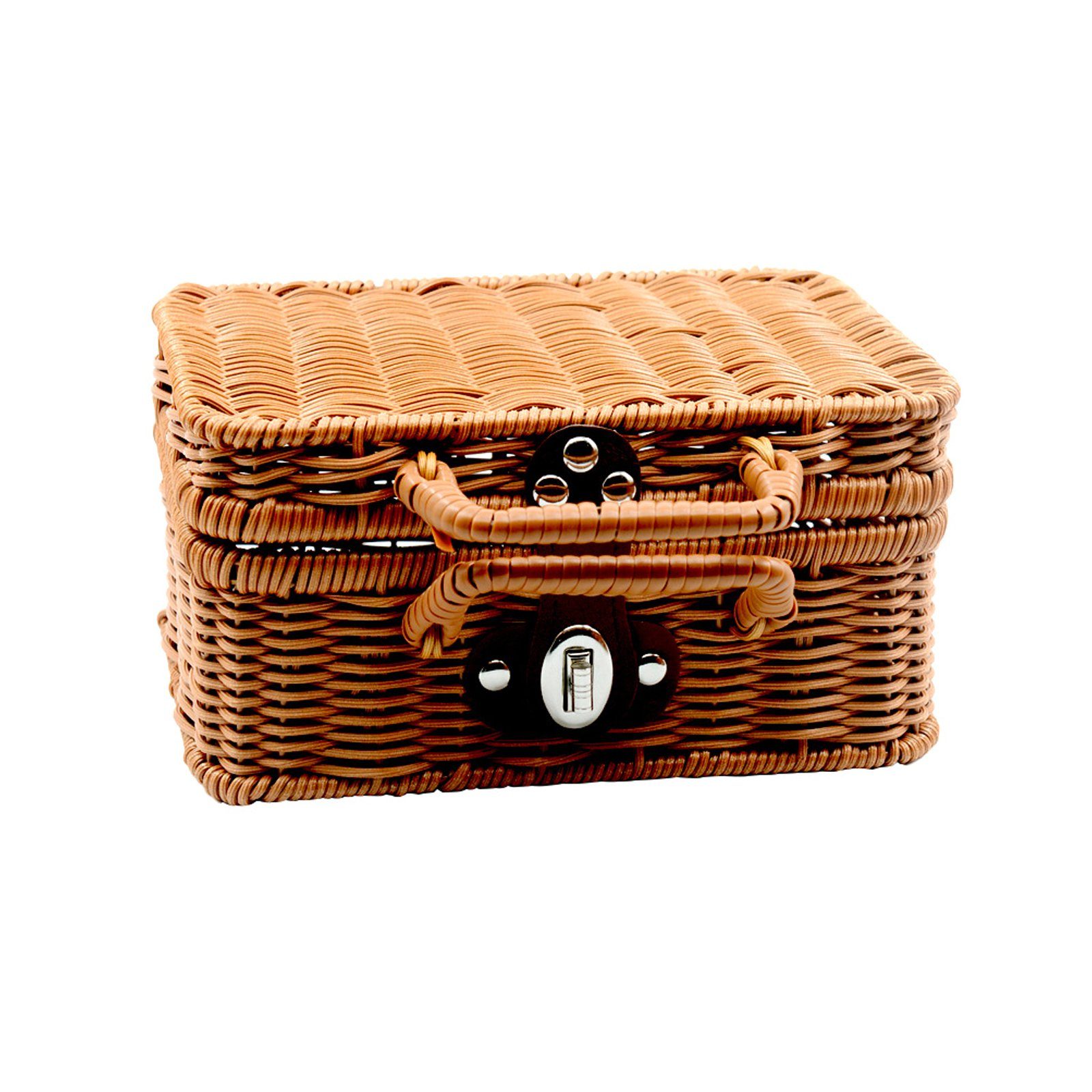 TWSOUL Aufbewahrungsbox Handgefertigte Rattanbox, Rattan-Aufbewahrungsbox, Eingebauter Eisenrahmen, Leicht zu tragen
