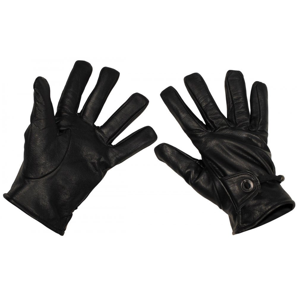 Western-Fingerhandschuhe, - Bandzug, M gef. schwarz, MFH Lederhandschuhe Leder,