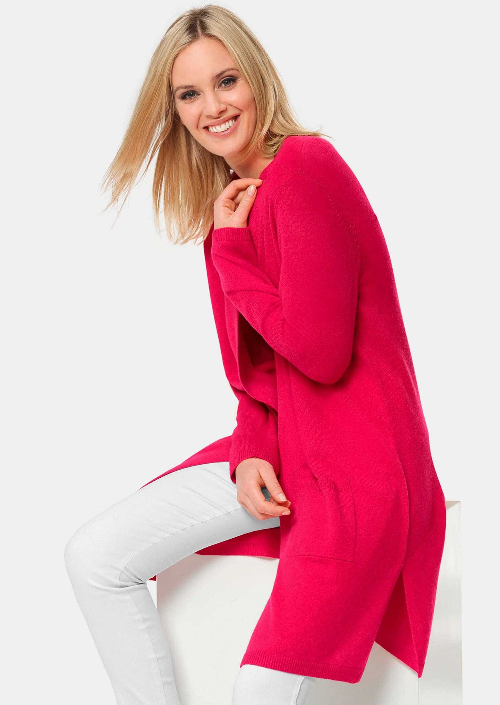 GOLDNER Strickjacke Kurzgröße: Kaschmir-Longstrickjacke mit Schlitzen Individuelles Design mit besonderem Kragen und Stecktaschen – Bild 3 von 5