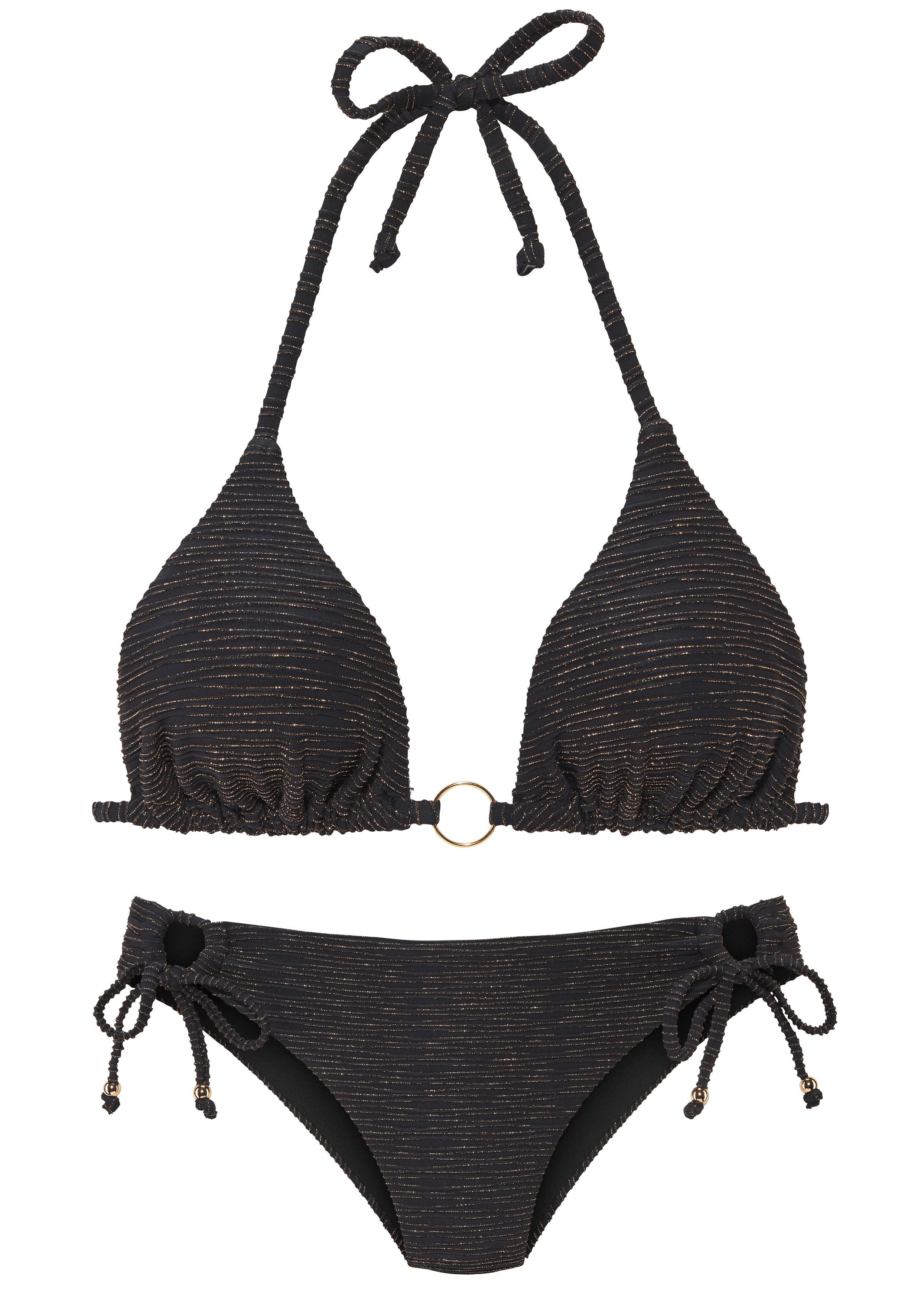 LASCANA Triangel-Bikini Glitzernde Strukturware