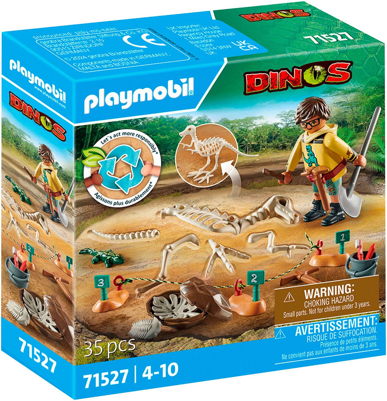 Playmobil® Konstruktions-Spielset Ausgrabungsstätte mit Dino-Skelett (71527), Dinos, (35 St), Made in Europe