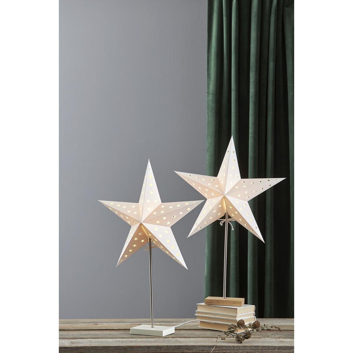 STAR TRADING LED Stern Papierstern/Dekoleuchte stehend 5-zackig 43cm, 65cm - E14 mit Kabel