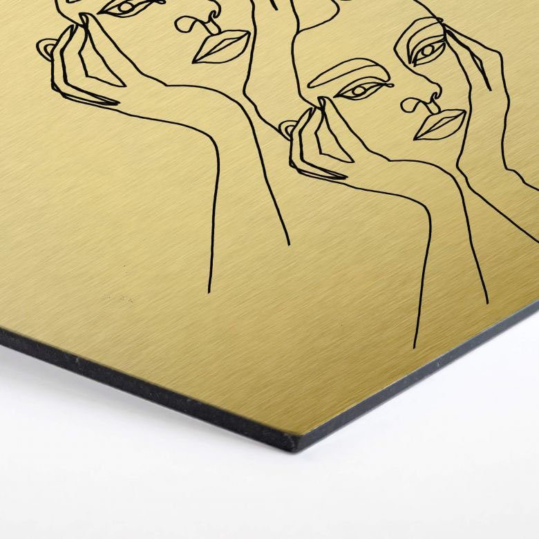 Wall-Art Metallbild Linework Wanddeko Gold abstrakt, St) (1