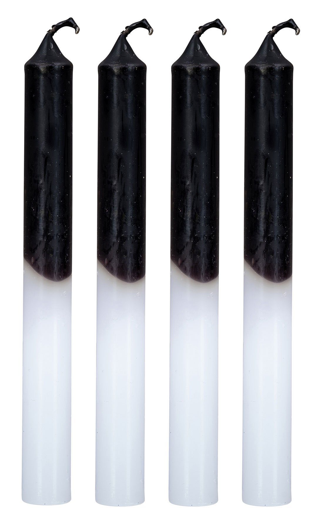 Levandeo® Tafelkerze, 4er Set Stabkerzen H20cm Schwarz Weiß Farbverlauf Dip Dye Kerzen