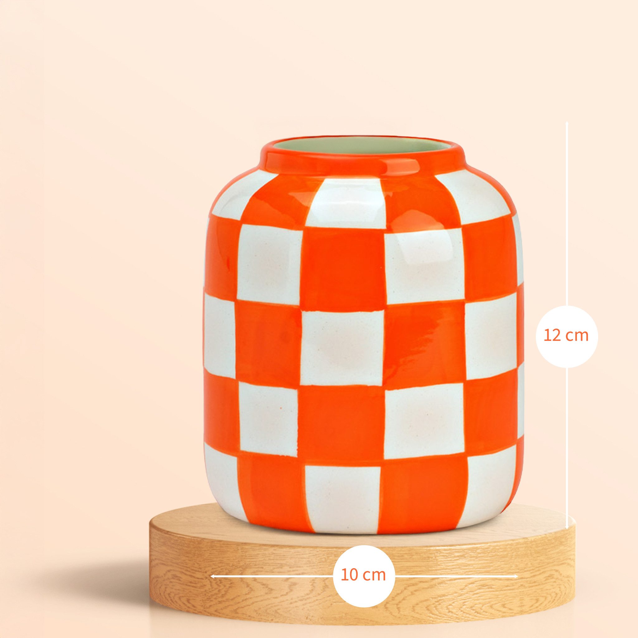 matches21 HOME & HOBBY Dekovase Blumenvasen Set kariert, orange weiß in Ø 1 günstig online kaufen