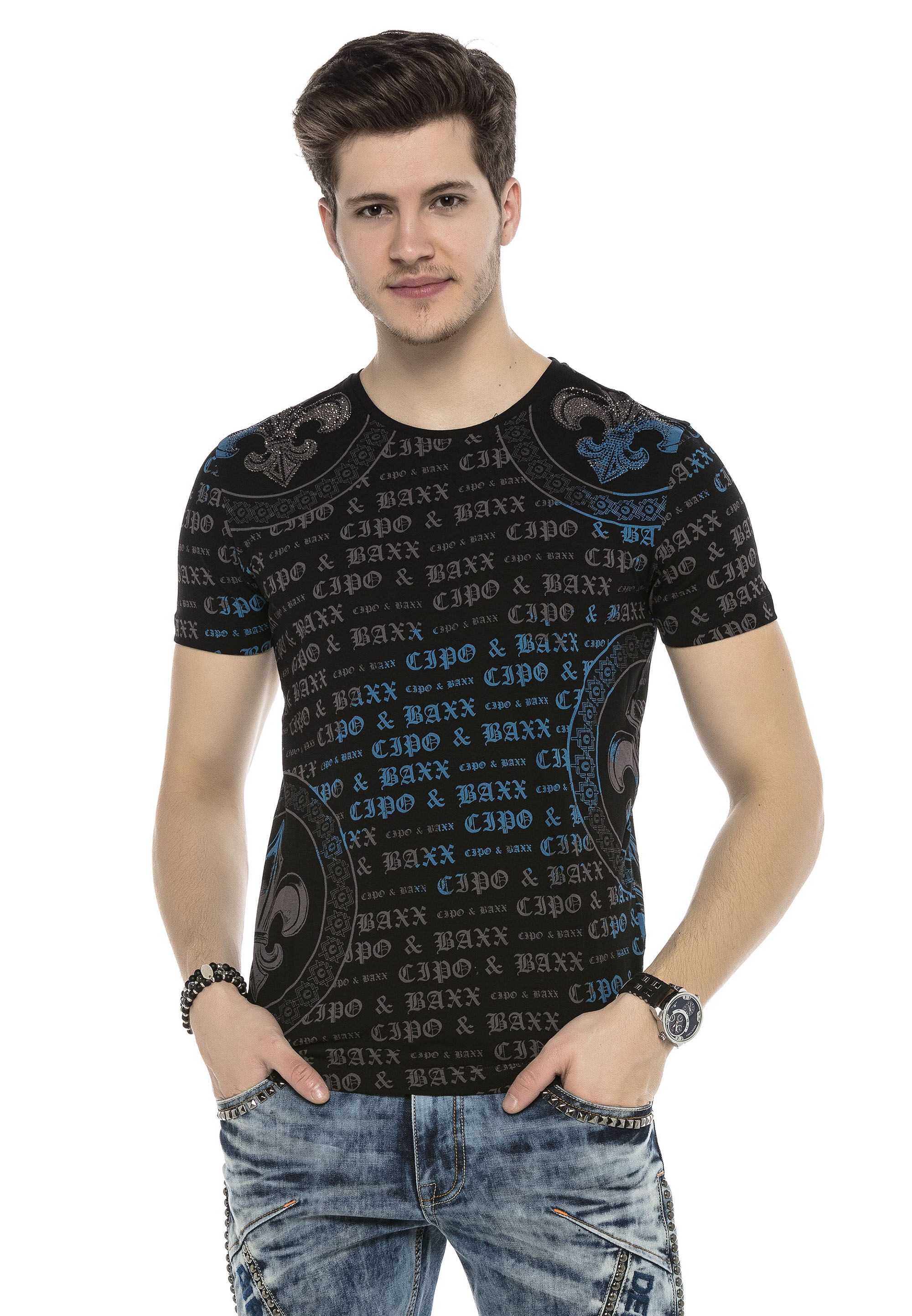 Cipo & Baxx T-Shirt T-Shirt Alloverprint mit Markenschriftzug günstig online kaufen